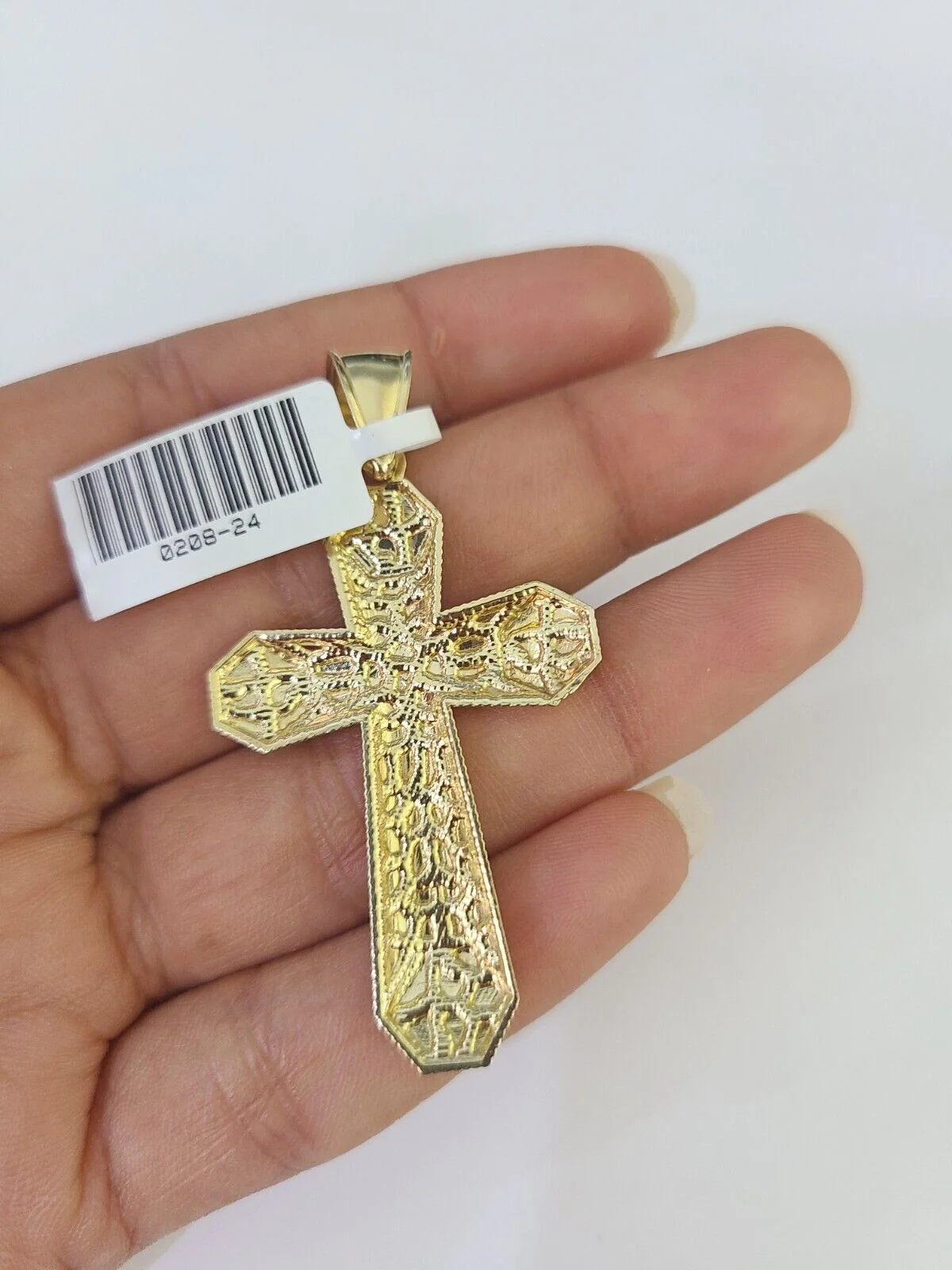 10K Franco Chain Jesus Cross Pendant Charm Necklace 20"-26" 2.5mm Yellow Gold - Image 6