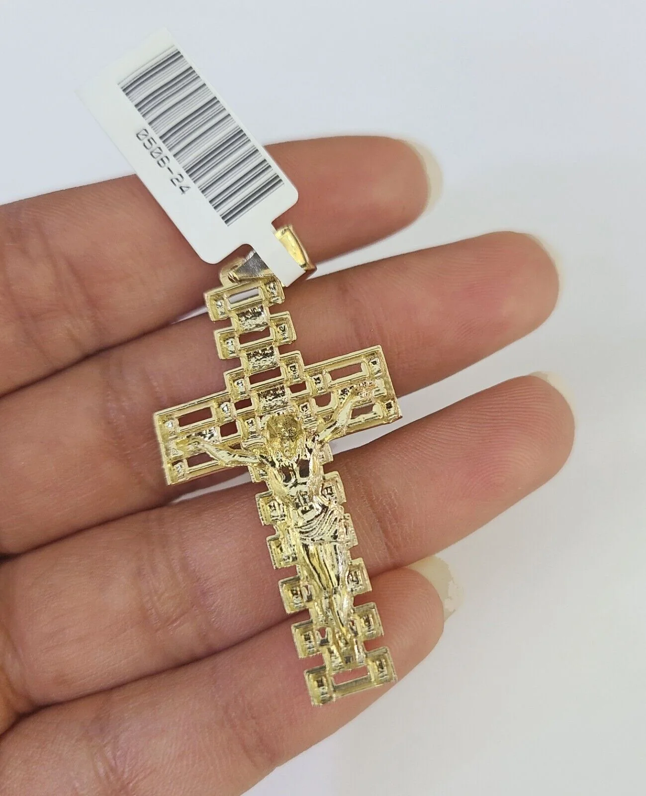 10K Franco Chain Jesus Cross Pendant Charm Necklace 20"-26" 2.5mm Yellow Gold - Image 5
