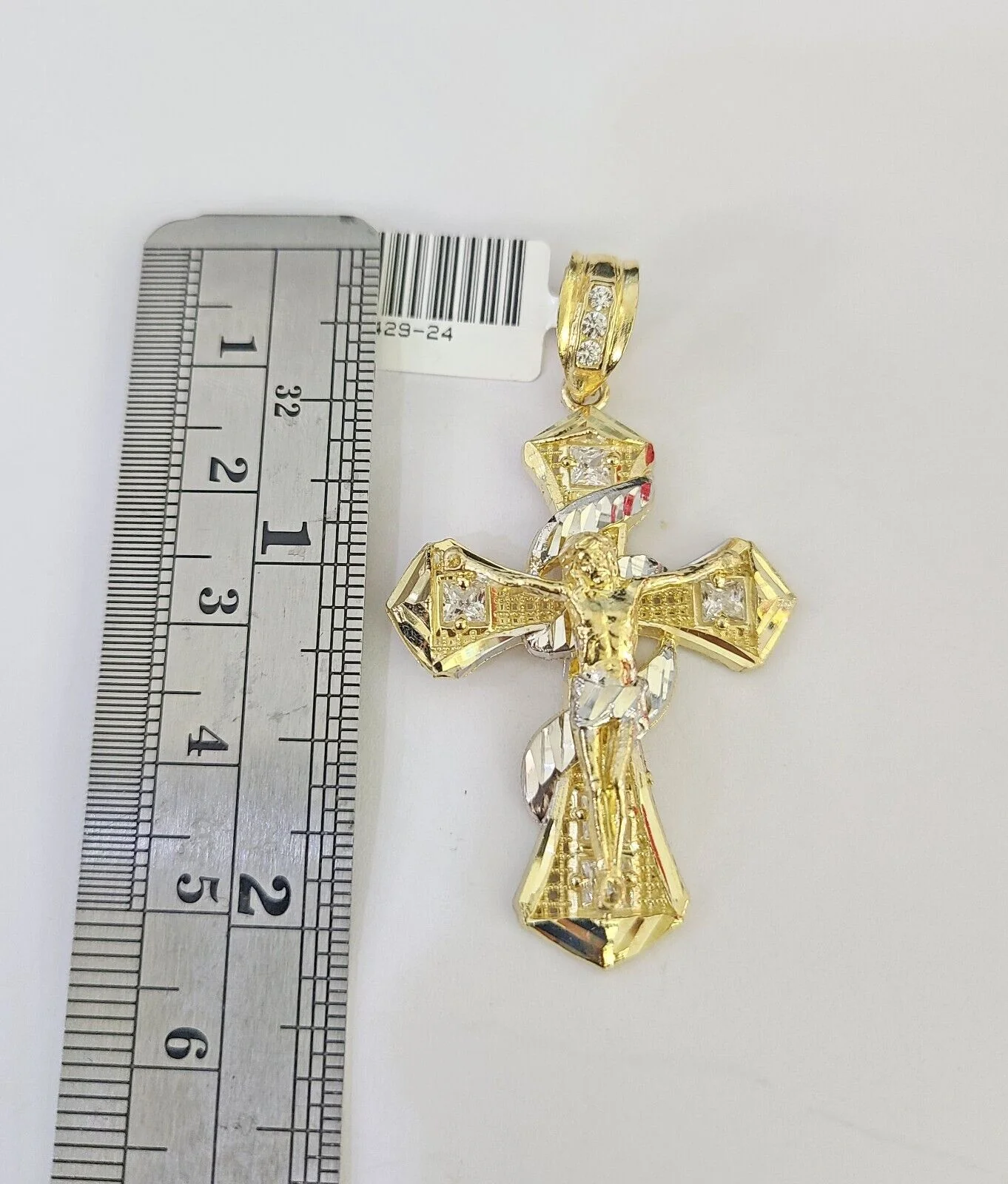 10K Franco Chain Jesus Cross Pendant Charm Necklace 20"-26" 3mm Gold Yellow SET - Image 3