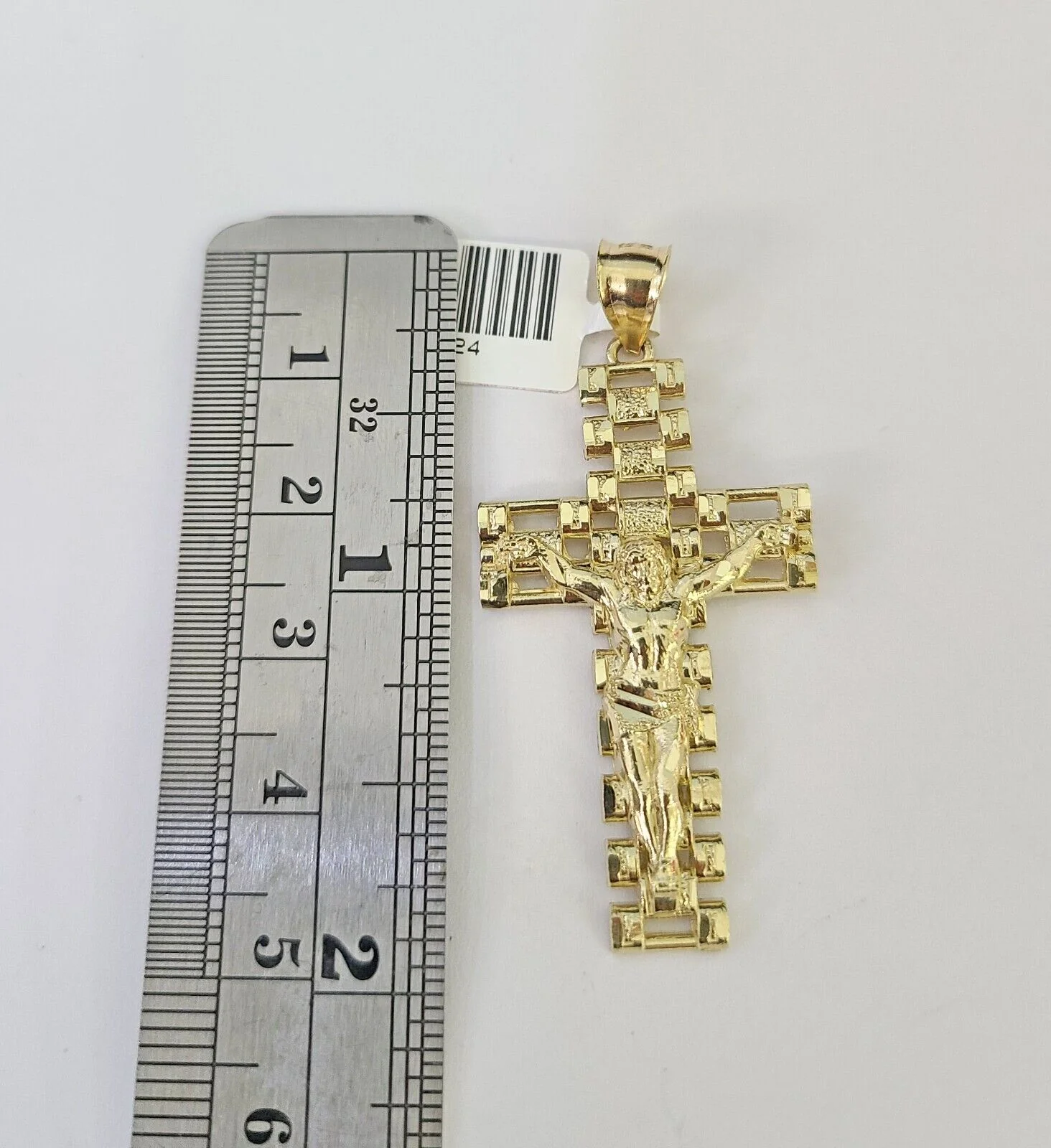 10K Franco Chain Jesus Cross Pendant Charm Necklace 20"-26" 3mm Gold Yellow SET - Image 4