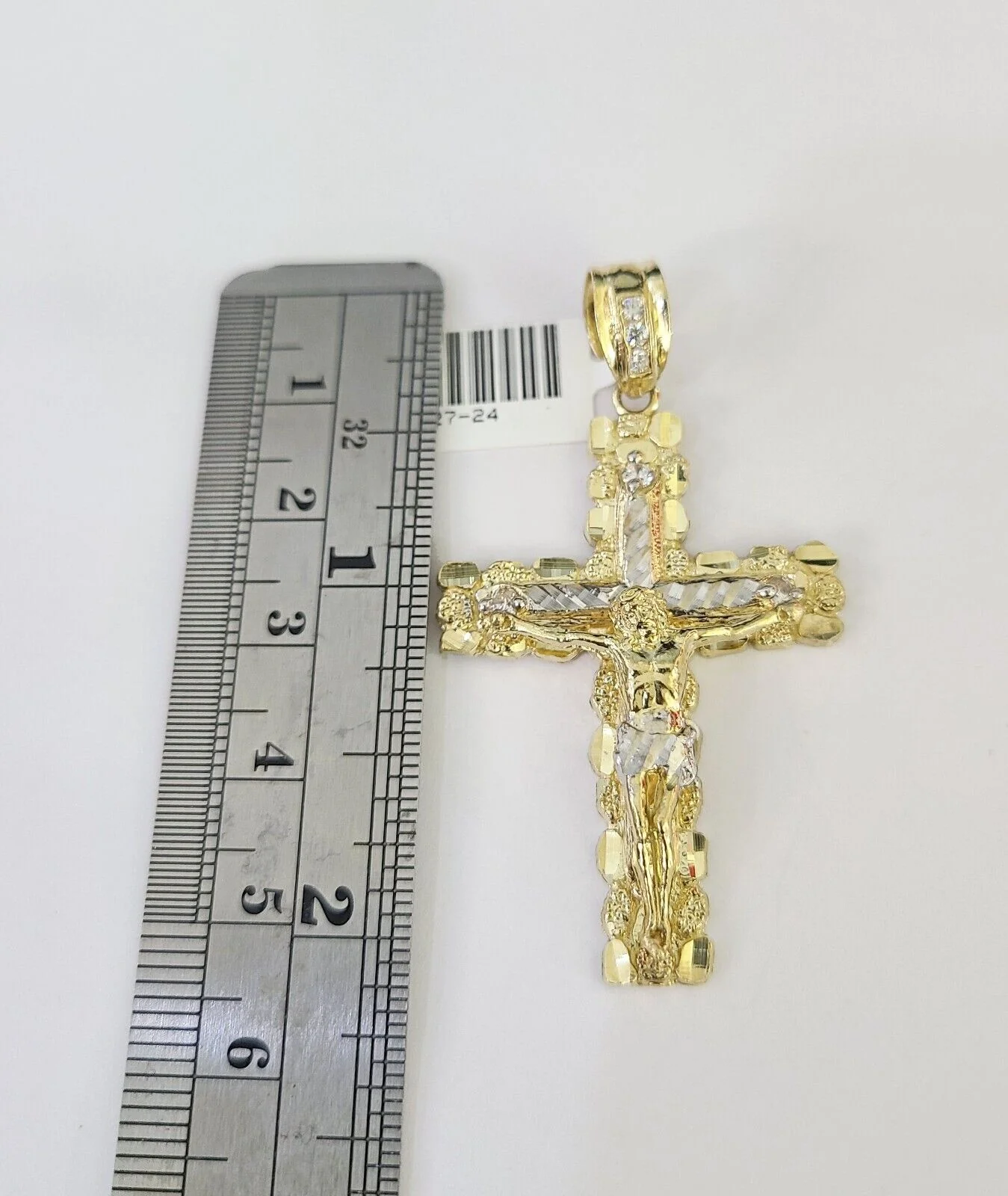 10K Franco Chain Jesus Cross Pendant Charm Necklace 20"-26" 3mm Gold Yellow SET - Image 5