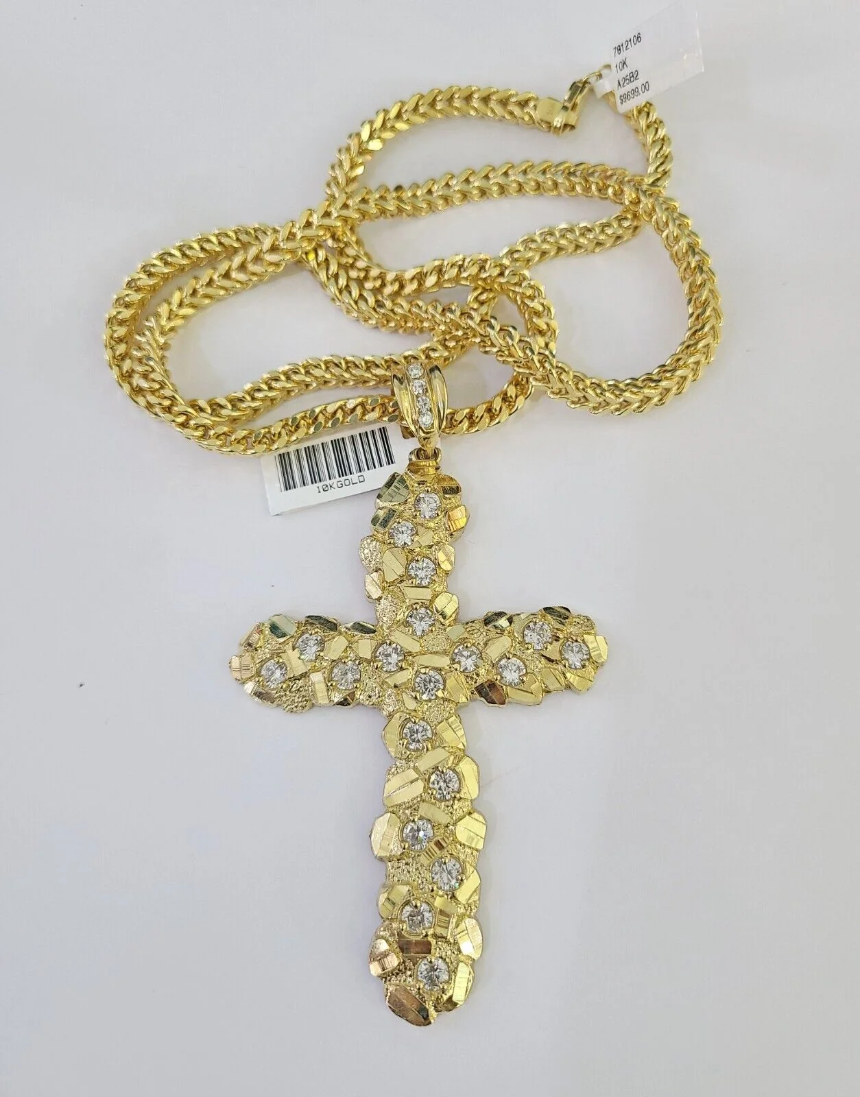10K Franco Chain Jesus Cross Pendant Charm Necklace 20"-26" 5mm Gold Yellow SET - Image 5