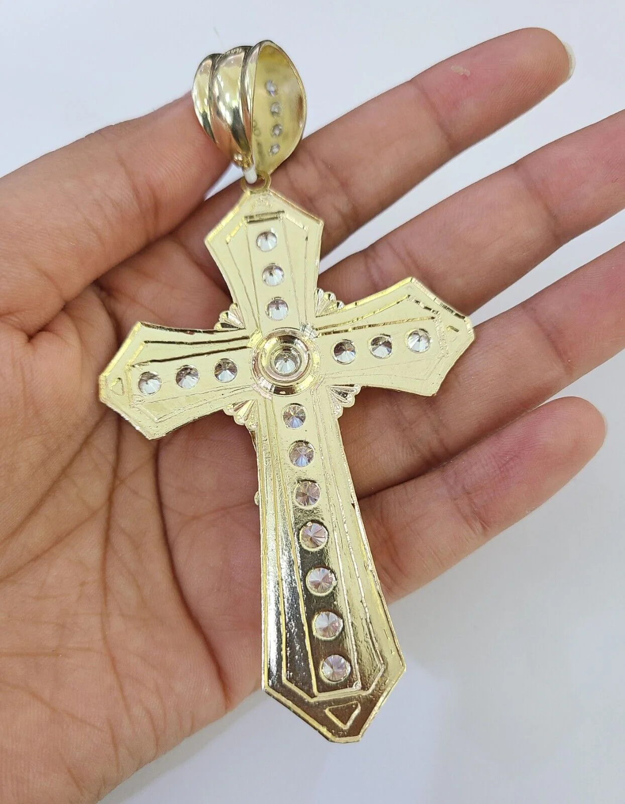 10K Franco Chain Jesus Cross Pendant Charm Necklace 20"-26" 5mm Gold Yellow SET - Image 7