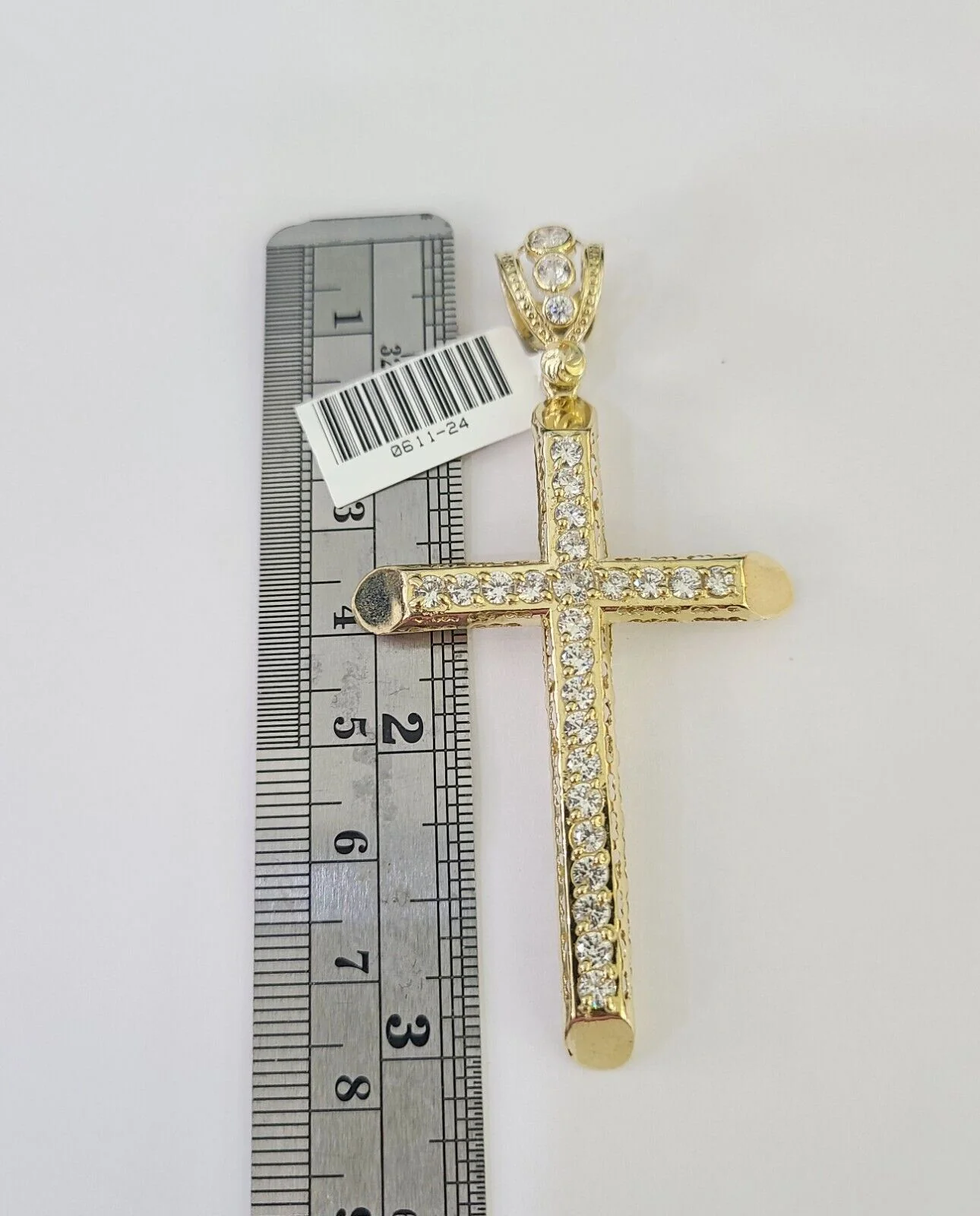 10K Franco Chain Jesus Cross Pendant Charm Necklace 20"-28" 4mm Gold Yellow SET - Image 2
