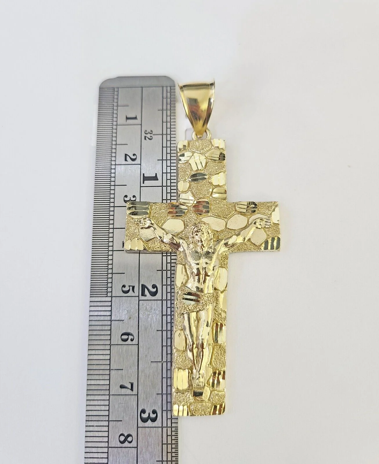 10K Franco Chain Jesus Crucifix Cross Pendant Charm Necklace 20"-26" 3mm Gold - Image 4