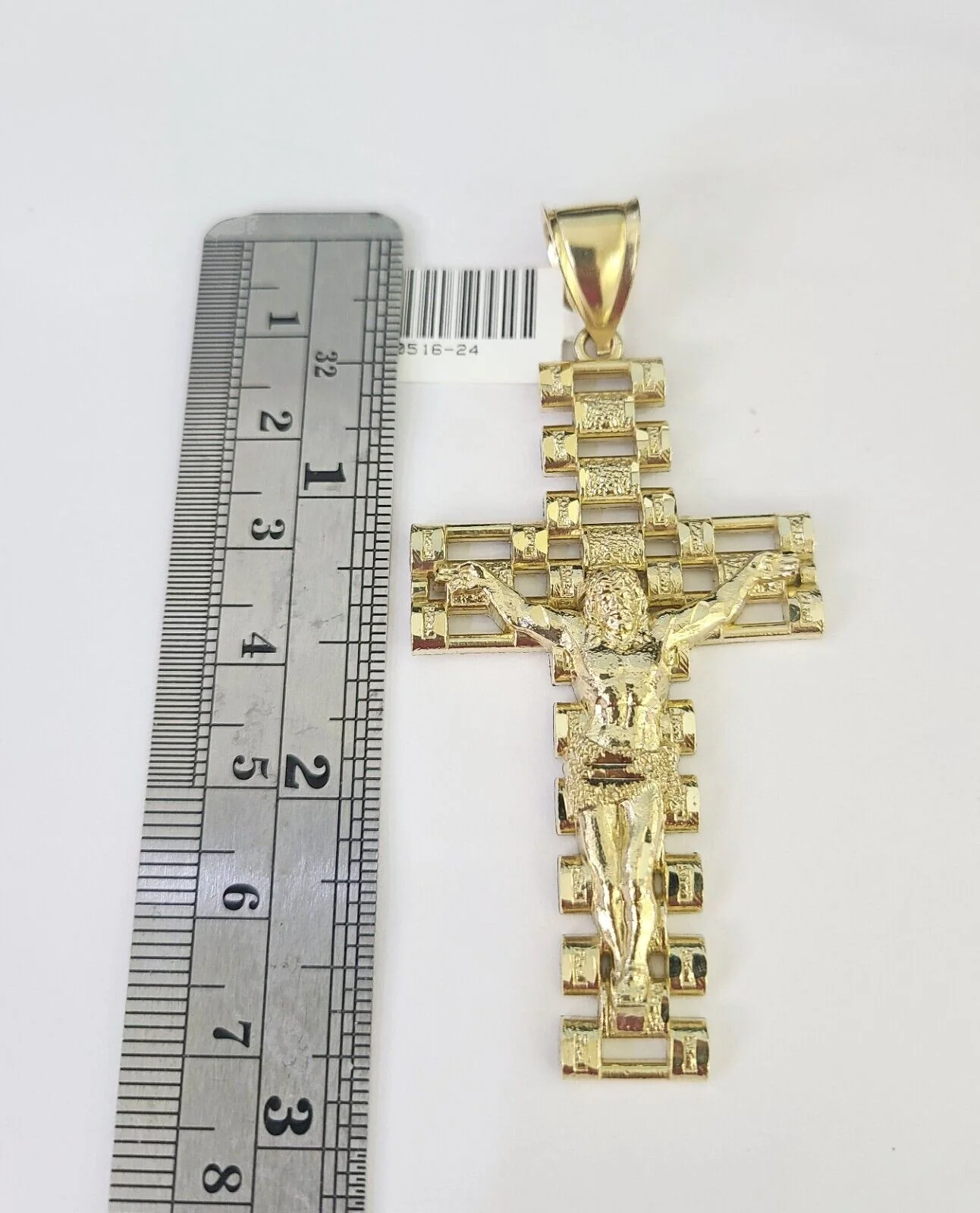 10K Franco Chain Jesus Crucifix Cross Pendant Charm Necklace 20"-28" 4mm Gold - Image 4