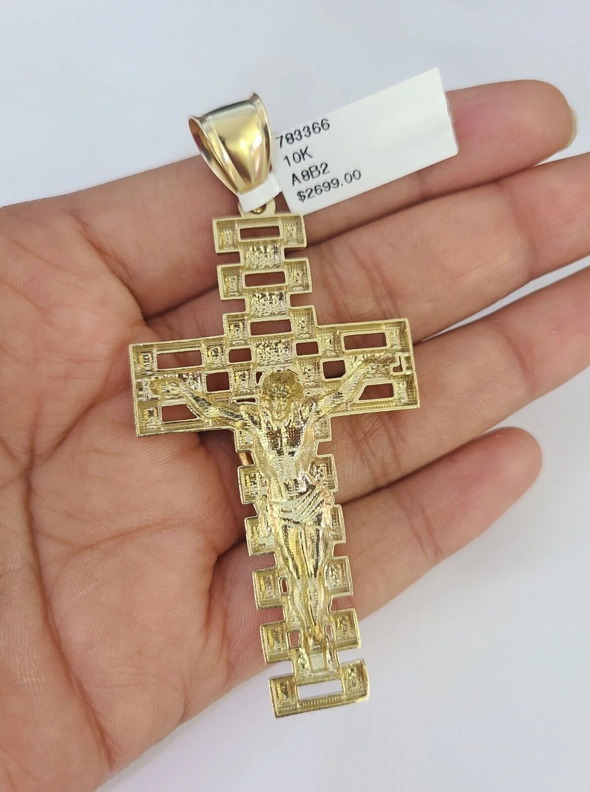 10K Franco Chain Jesus Crucifix Cross Pendant Charm Necklace 20"-28" 4mm Gold - Image 6