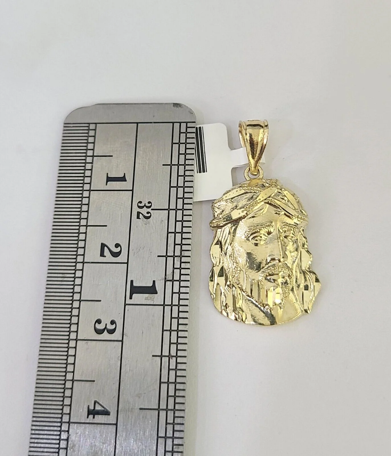 10K Franco Chain Jesus Head Pendant Charm Necklace 16"-24" 2mm Gold SET Yellow - Image 3