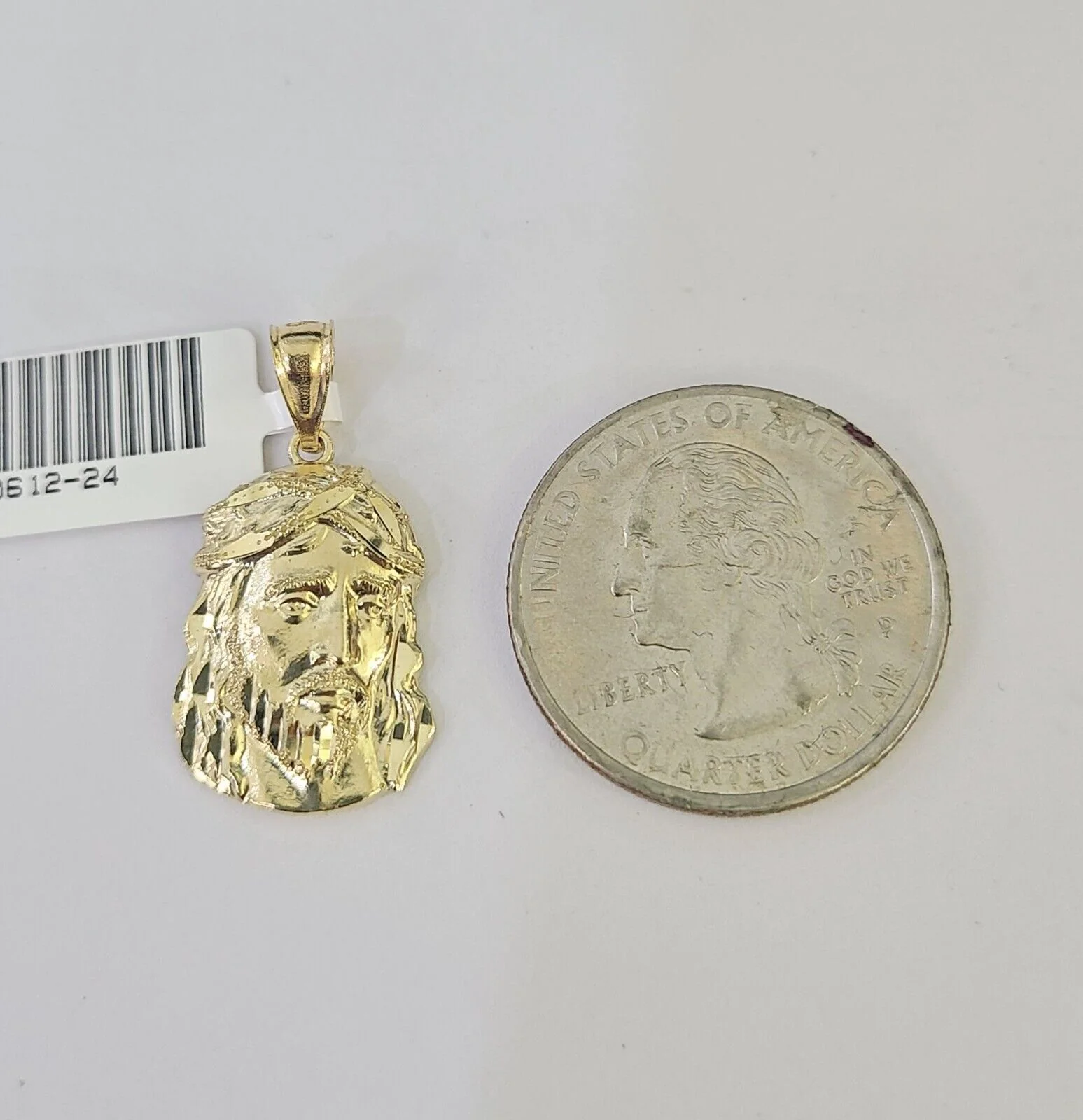 10K Franco Chain Jesus Head Pendant Charm Necklace 16"-24" 2mm Gold SET Yellow - Image 4