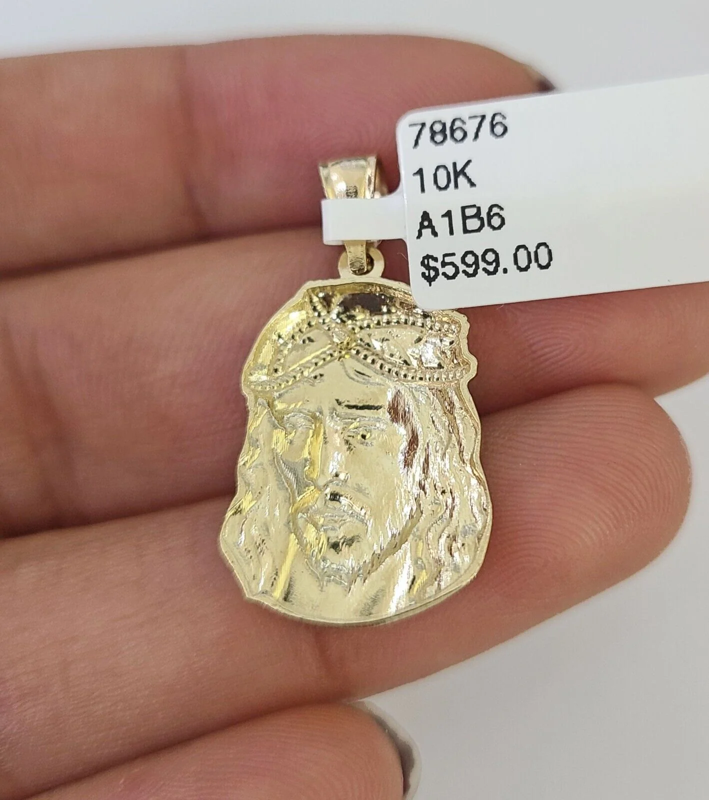 10K Franco Chain Jesus Head Pendant Charm Necklace 16"-24" 2mm Gold SET Yellow - Image 8