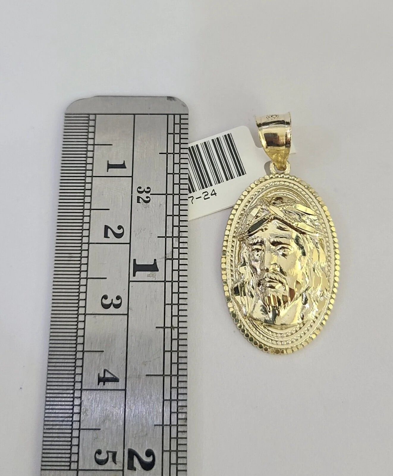 10K Franco Chain Jesus Head Pendant Charm Necklace 16"-24" 2mm Gold SET Yellow - Image 2