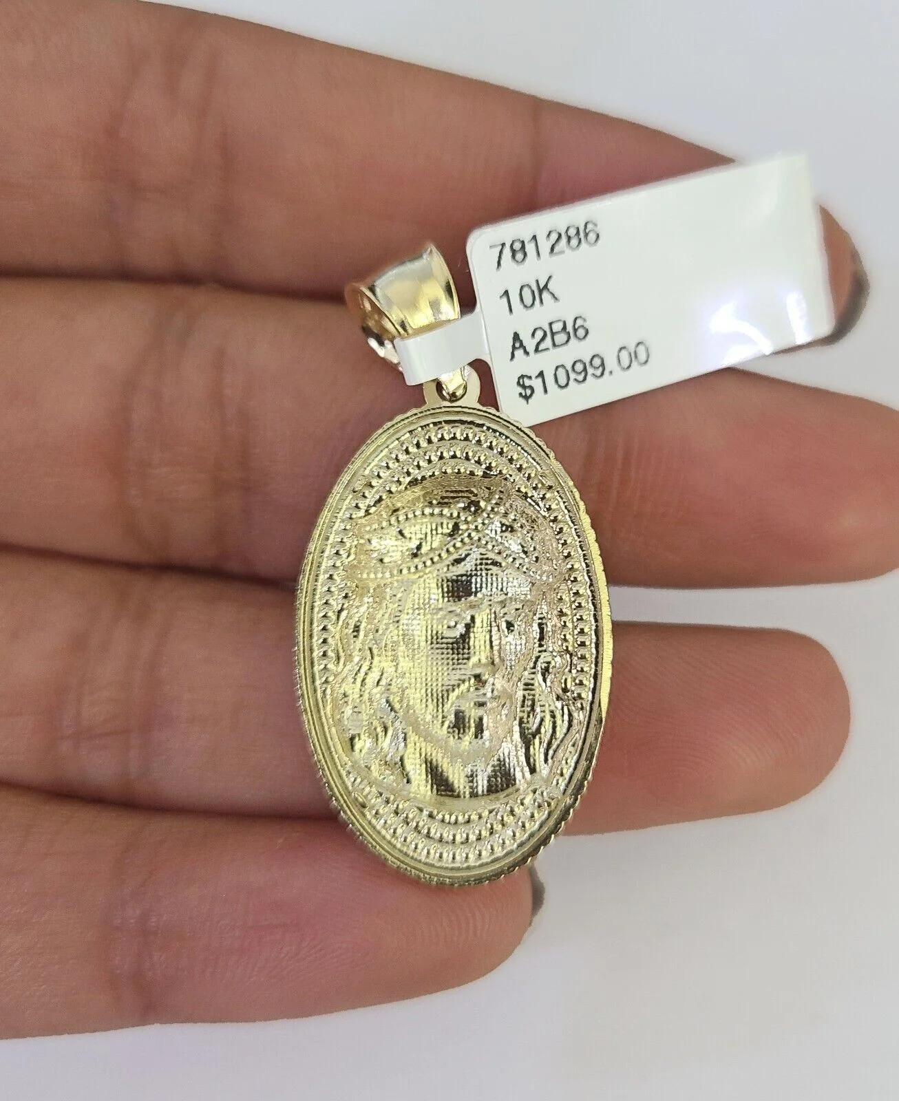 10K Franco Chain Jesus Head Pendant Charm Necklace 16"-24" 2mm Gold SET Yellow - Image 7