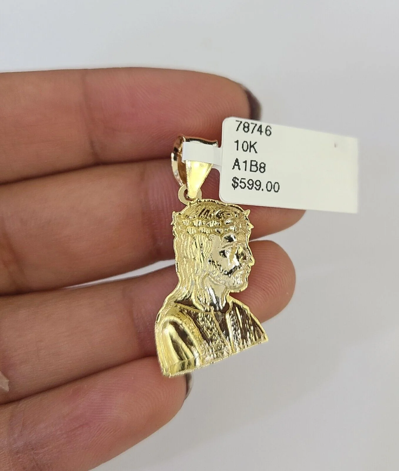 10K Franco Chain Jesus Head Pendant Charm Necklace 16"-24" 2mm Yellow Gold SET - Image 7
