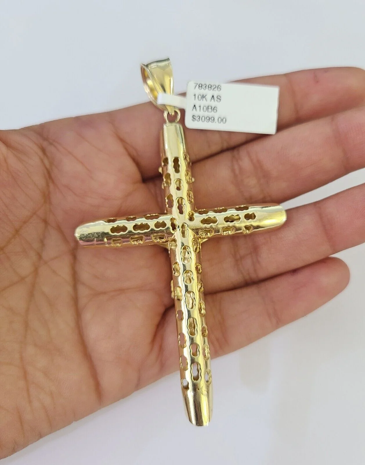 10K Franco Chain Jesus INRI Cross Pendant Charm Necklace 20"-28" 4mm Gold Yellow - Image 7