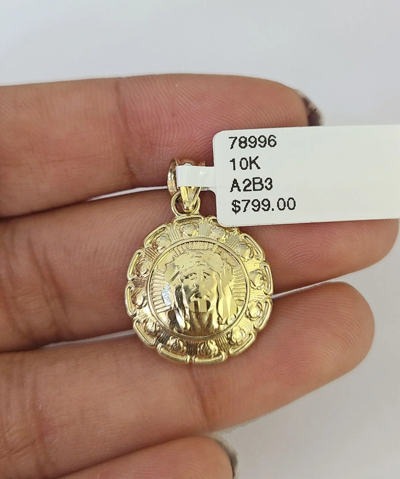 10K Franco Chain Jesus Mary Pendant Charm Necklace 16"-24" 2mm Gold SET Yellow - Image 2