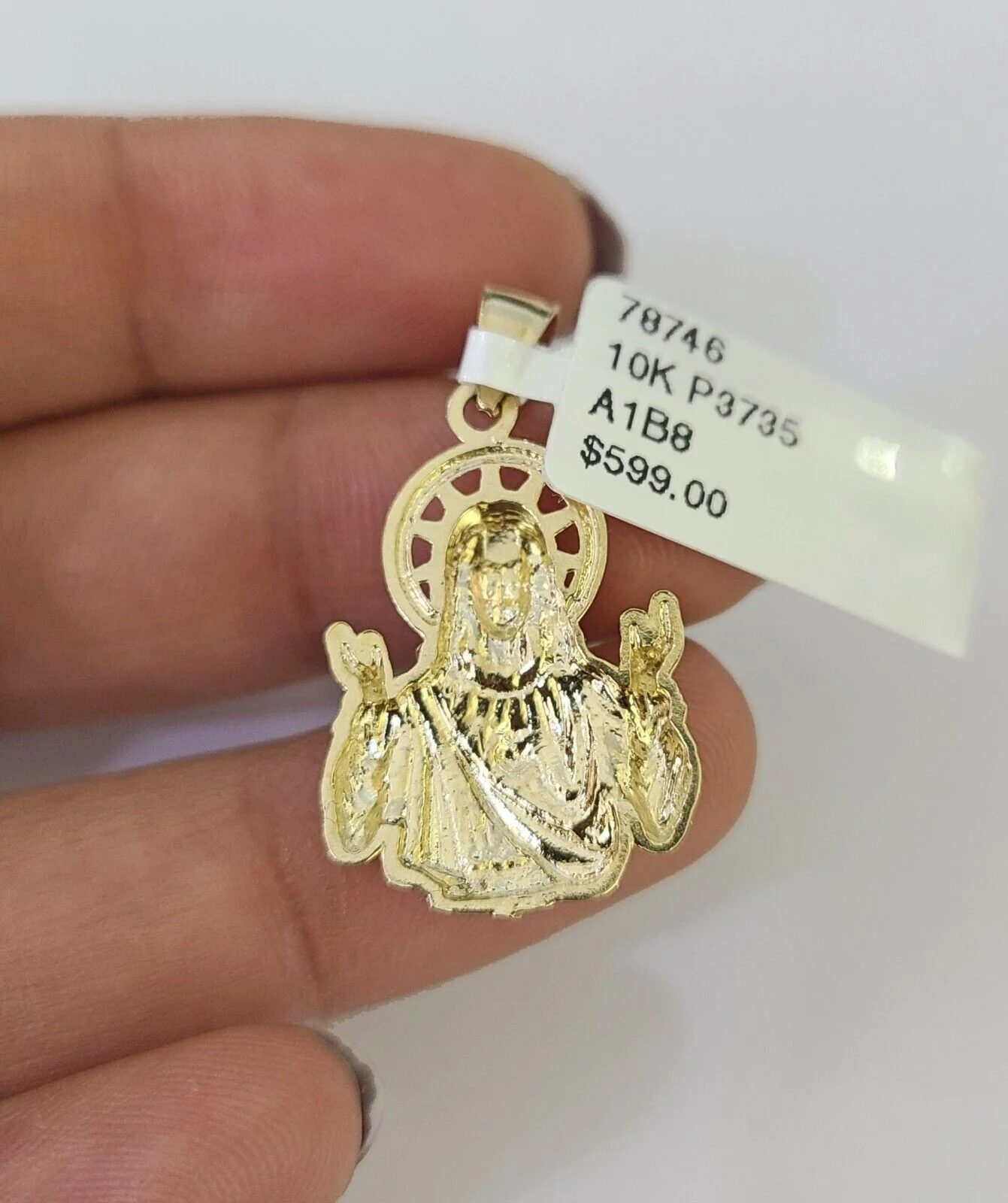 10K Franco Chain Jesus Pendant Charm Necklace 16"-24" 2mm Yellow Gold SET - Image 7