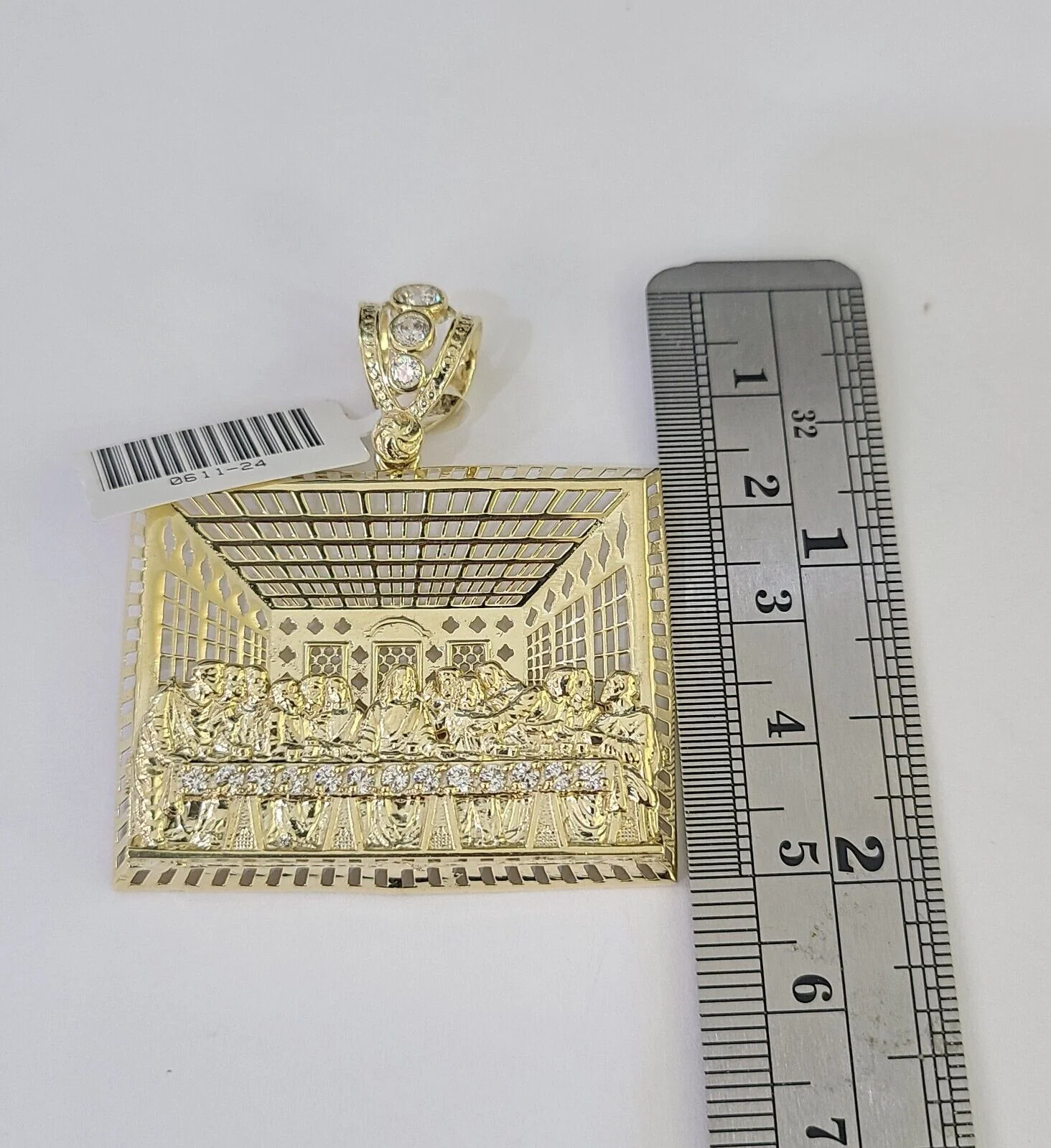 10K Franco Chain Last Supper Pendant Charm Necklace 20"-26" 3mm Gold Yellow - Image 3