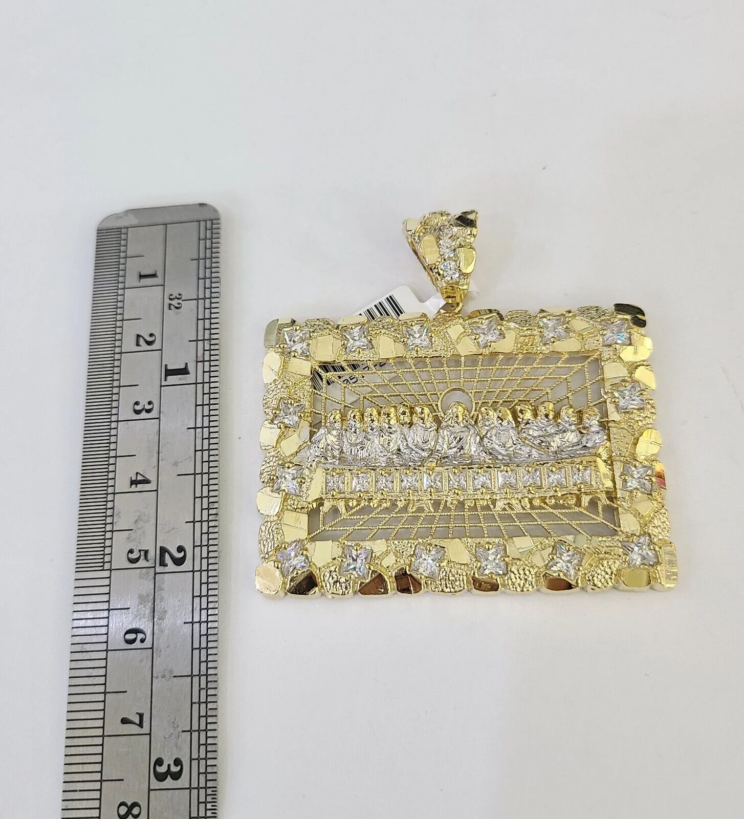 10K Franco Chain Last Supper Pendant Charm Necklace 20"-26" 5mm Gold SET Yellow - Image 2