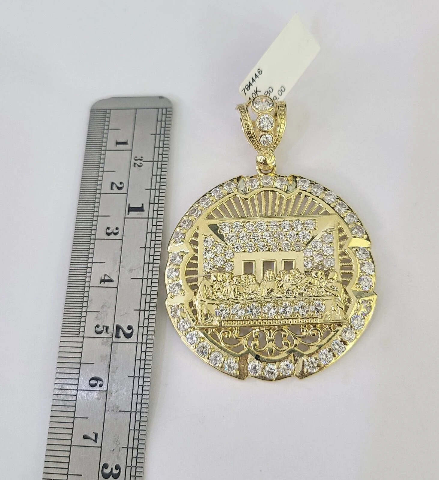 10K Franco Chain Last Supper Pendant Charm Necklace 20"-26" 5mm Gold SET Yellow - Image 2