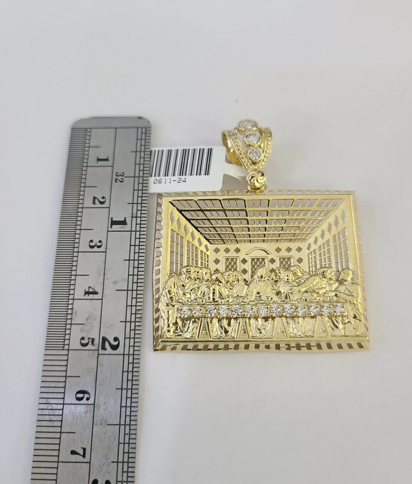 10K Franco Chain Last Supper Pendant Charm Necklace 20"-26" 5mm Gold SET Yellow - Image 2