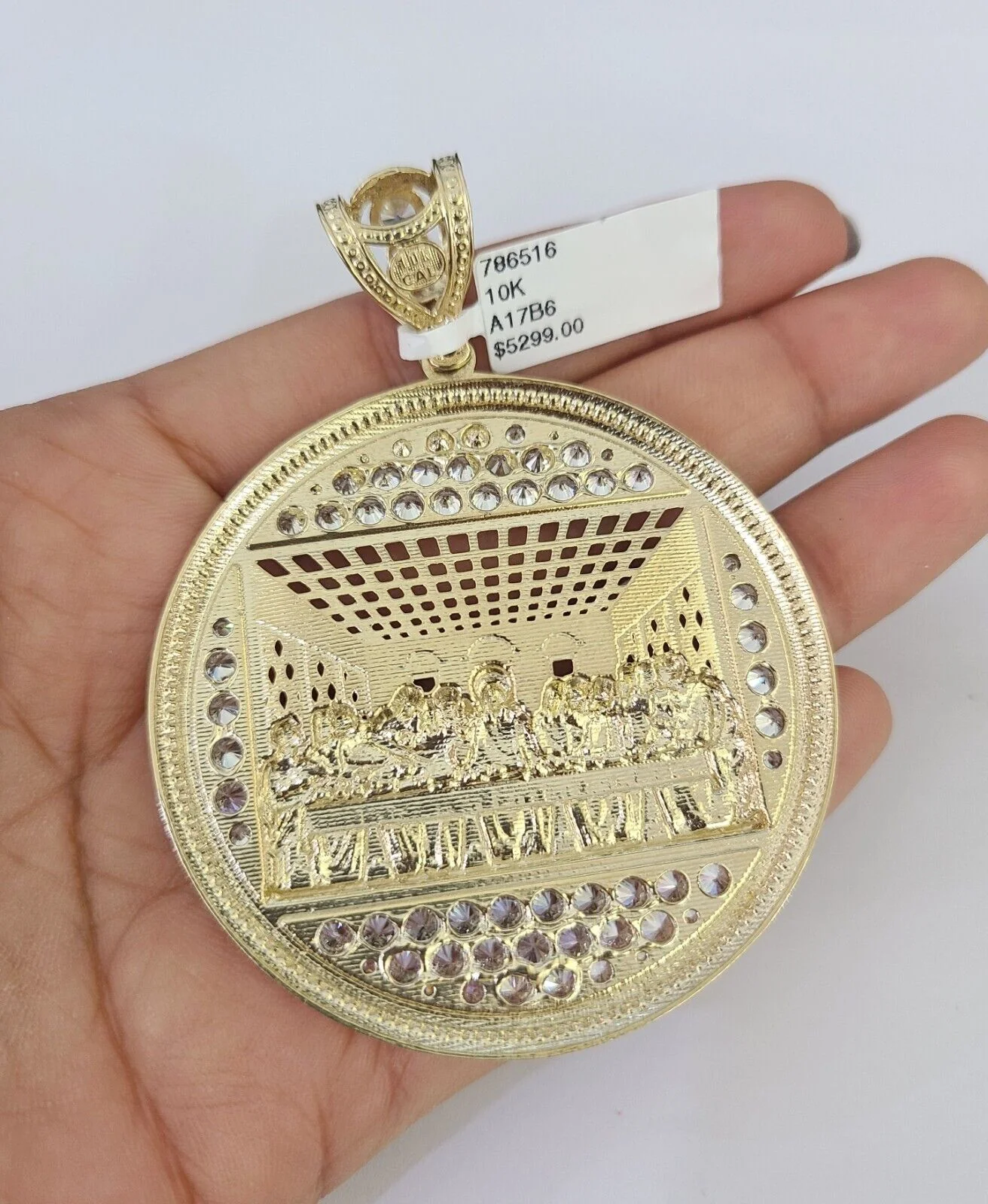 10K Franco Chain Last Supper Pendant Charm Necklace 20"-26" 5mm Gold SET Yellow - Image 7