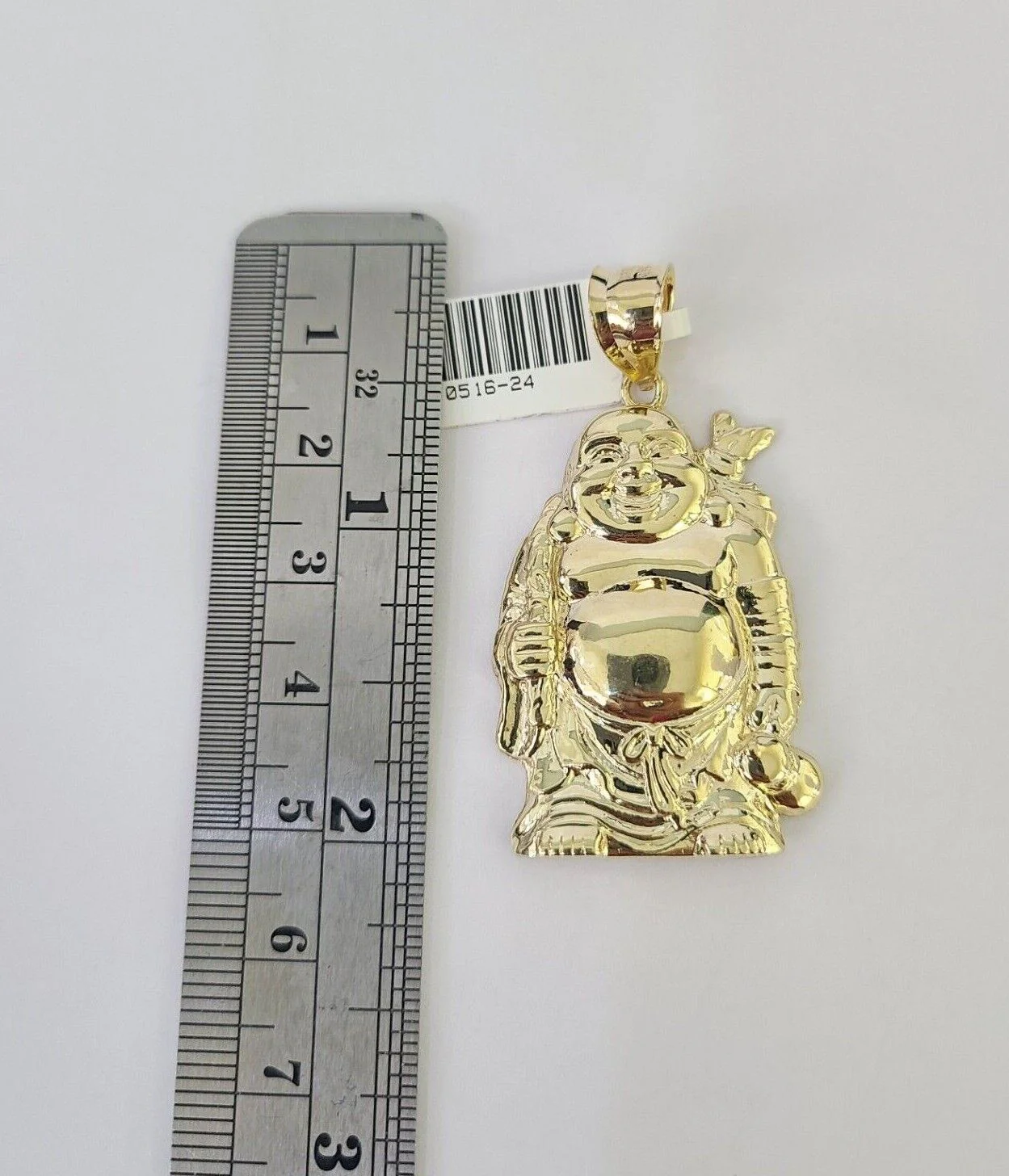 10K Franco Chain Laughing Buddha Pendant Charm Necklace 20"-28" 4mm Gold SET - Image 3