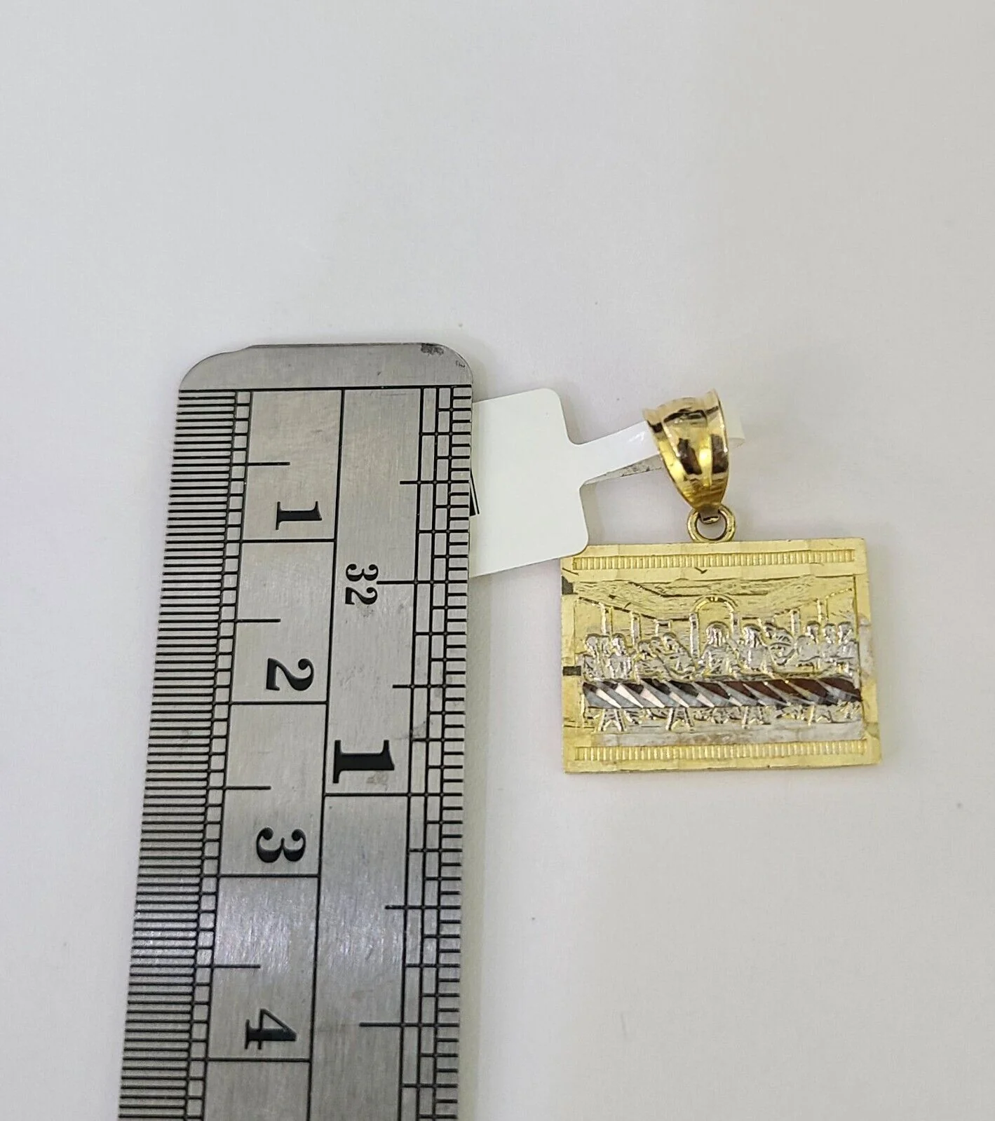 10K Franco Chain Last Supper Pendant Charm Necklace 16"-24" 2mm Gold SET - Image 2