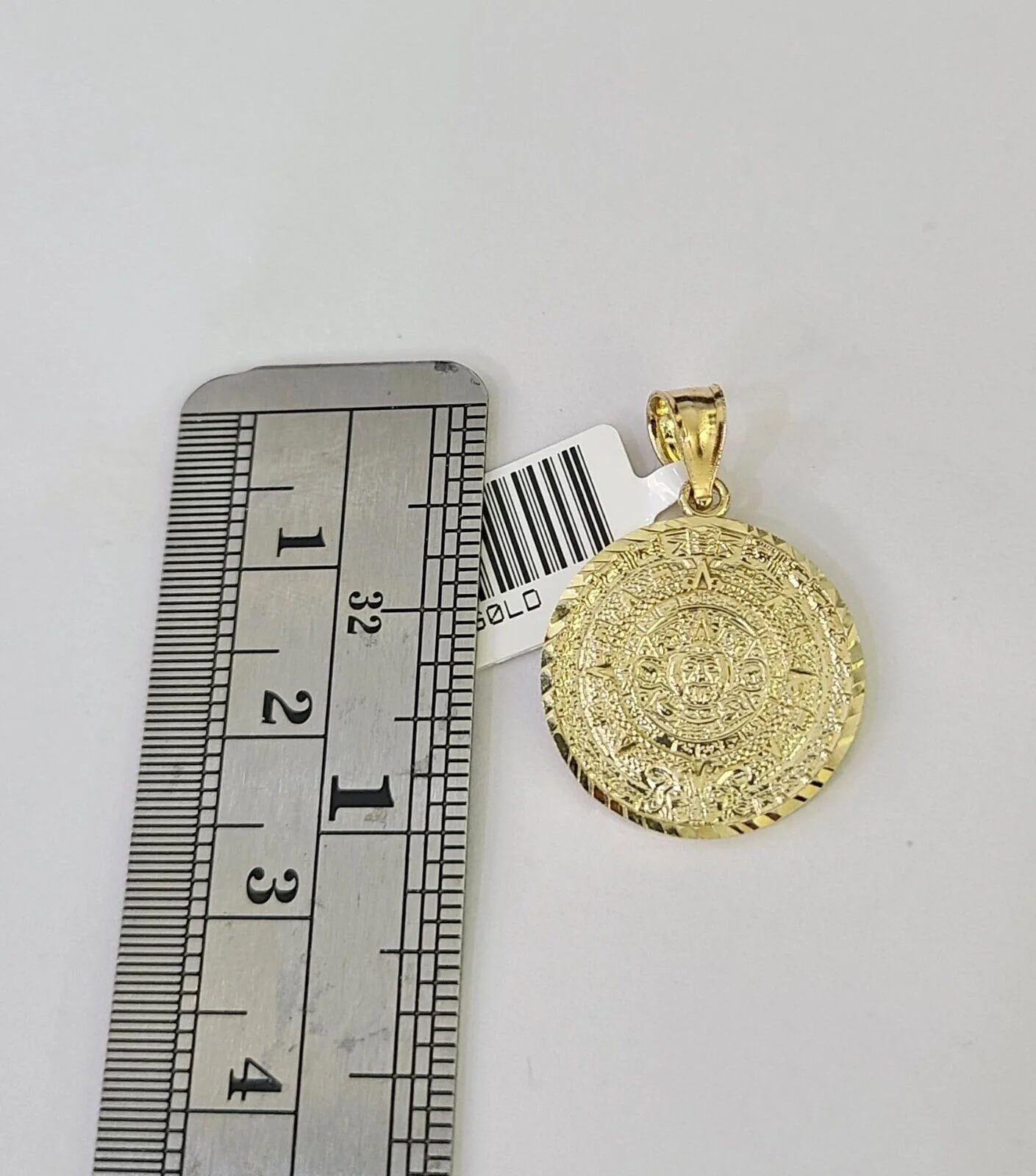 10K Franco Chain Mayan Calendar Pendant Charm Necklace 16"-24" 2mm Gold SET - Image 2