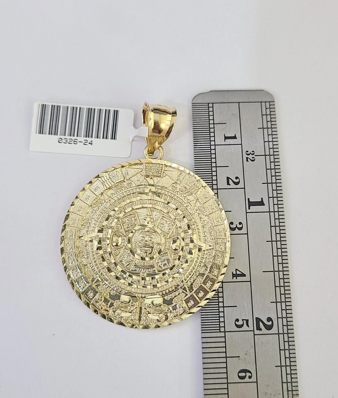 10K Franco Chain Mayan Calendar Pendant Charm Necklace 20"-26" 3mm Gold Yellow - Image 4