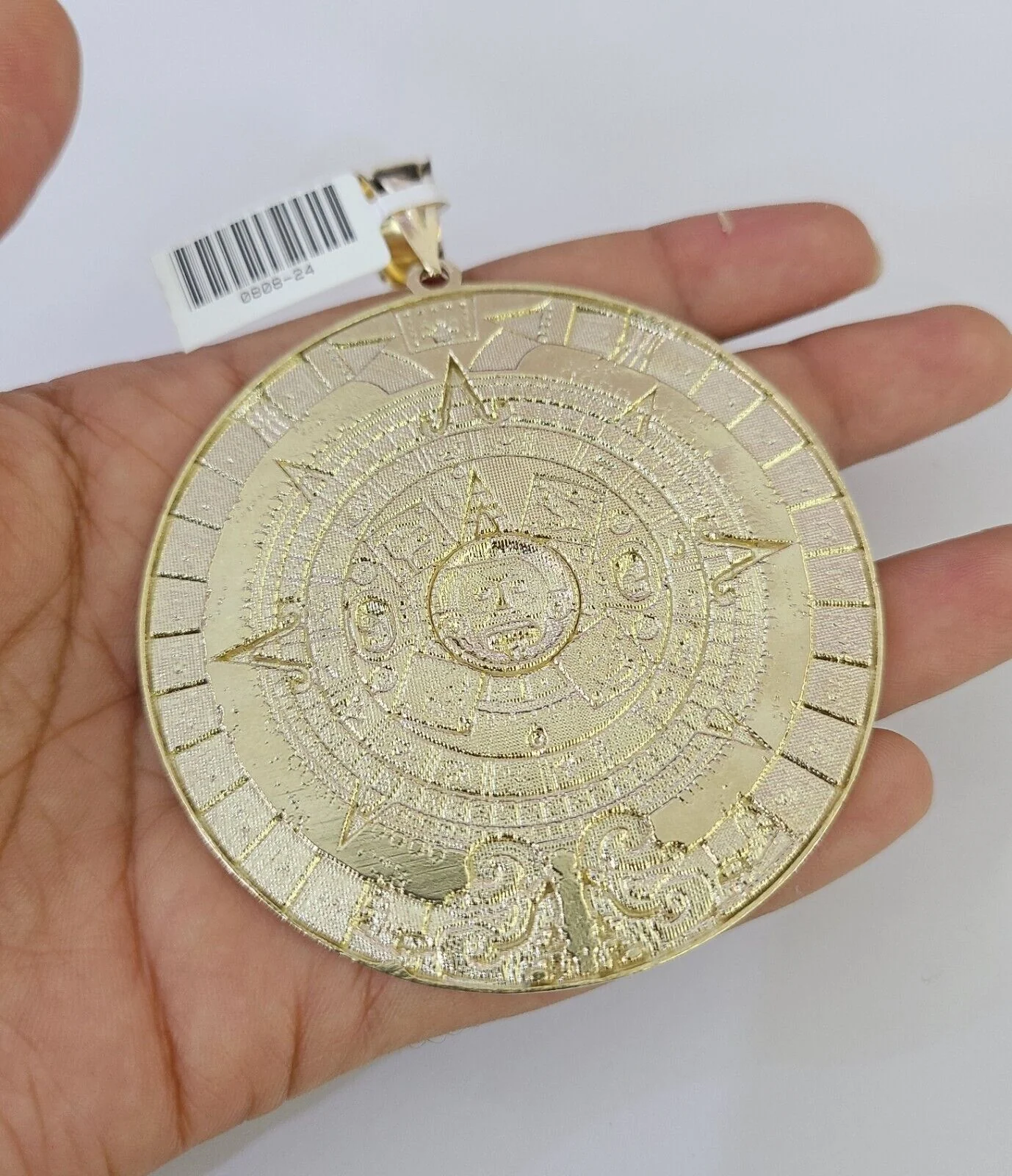 10K Franco Chain Mayan Calendar Pendant Charm Necklace 20"-26" 5mm Gold SET - Image 7