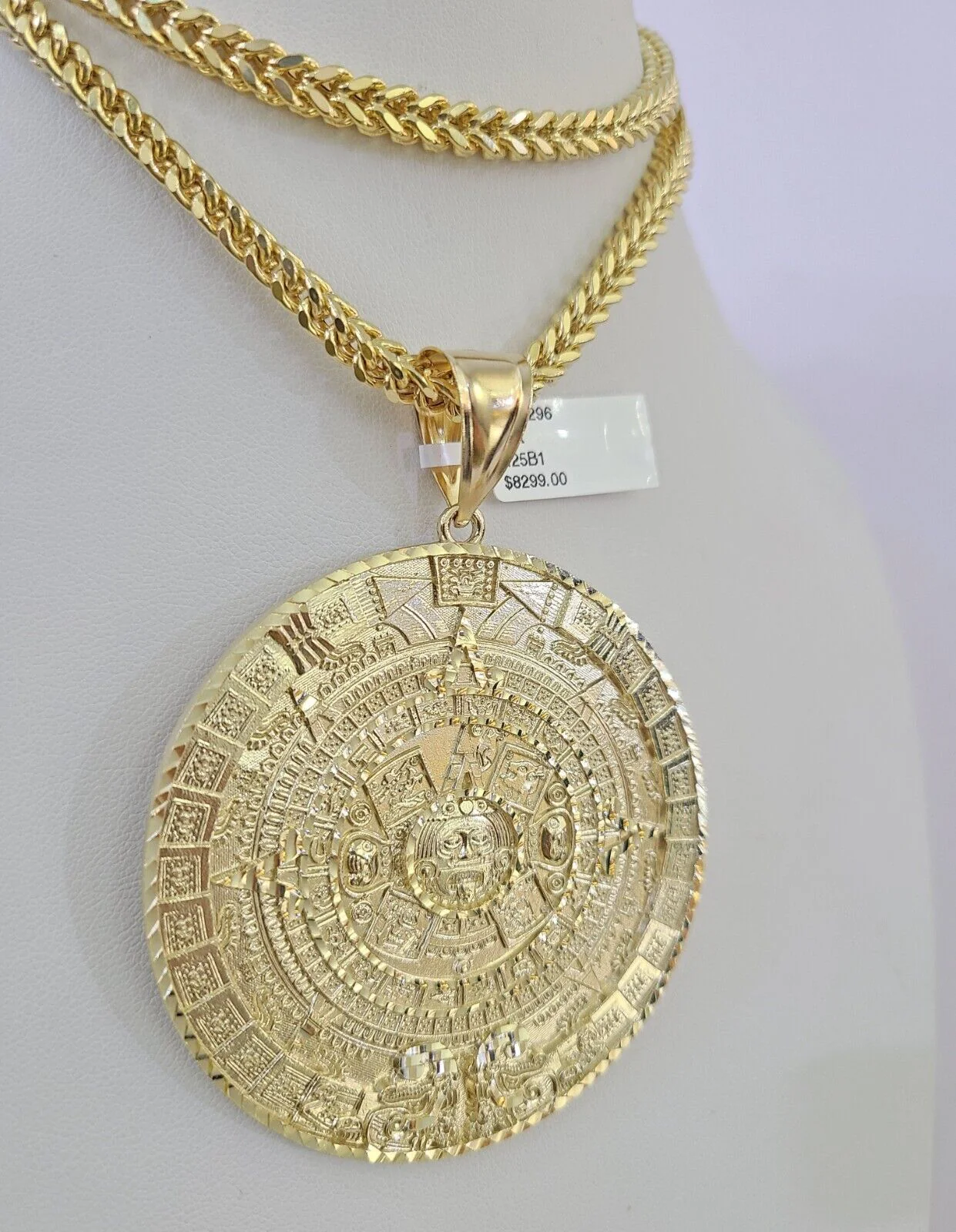 Real 10K Yellow Gold Mayan Calendar Pendant Charm For Men's 10kt - Image 2