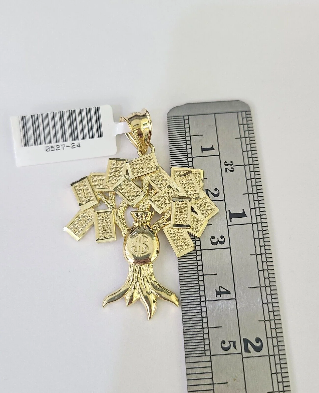 10K Franco Chain Money Tree Pendant Charm Necklace 20"-26" 2.5mm Yellow Gold - Image 4