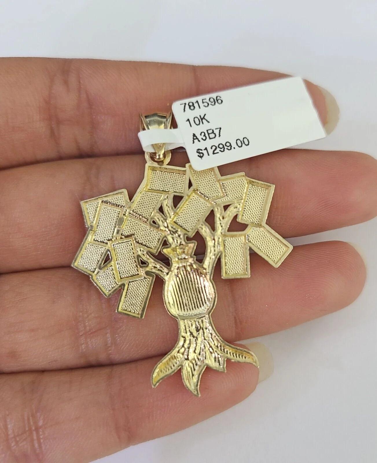 10K Franco Chain Money Tree Pendant Charm Necklace 20"-26" 2.5mm Yellow Gold - Image 7