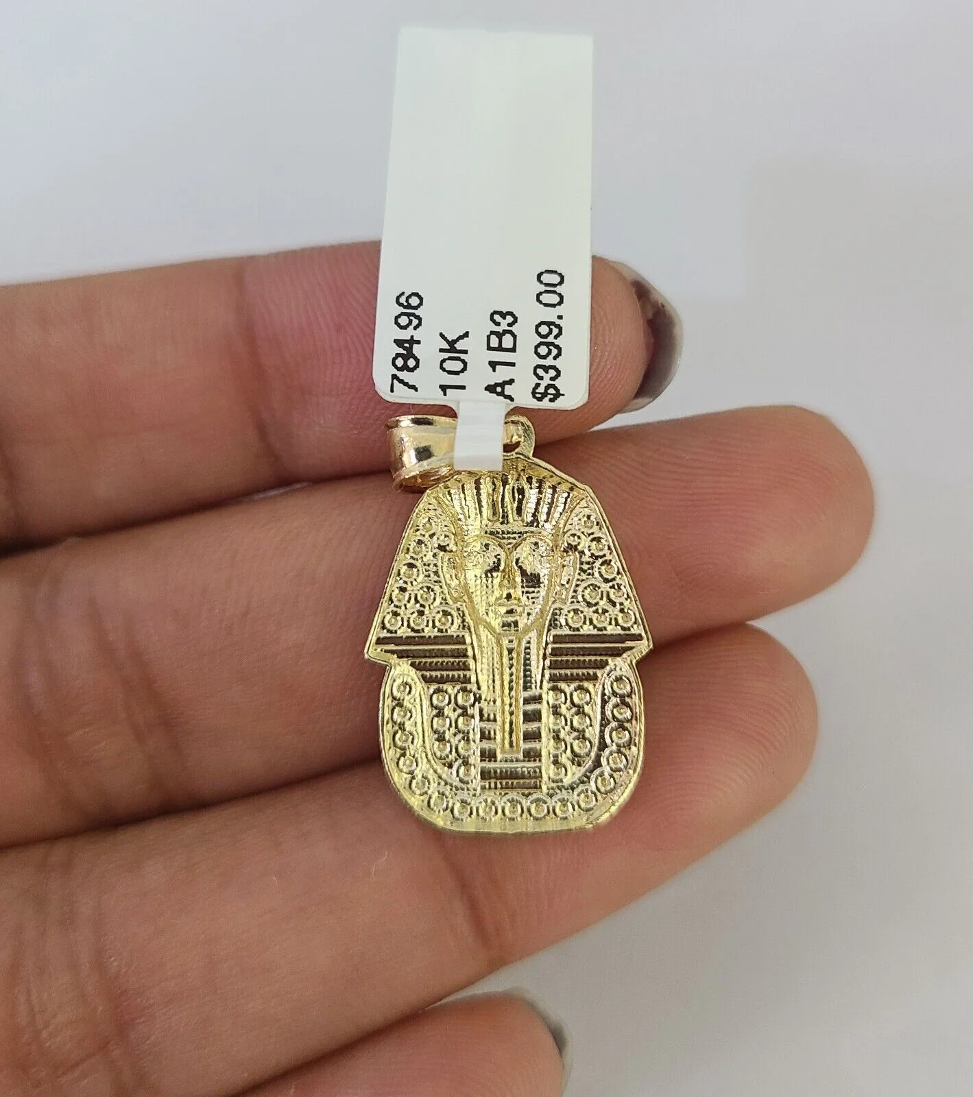 10K Franco Chain Pharaoh Pendant Charm Necklace 16"-24" 2mm Gold SET Yellow - Image 7