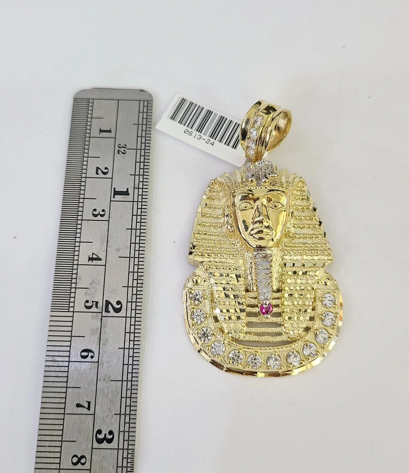 10K Franco Chain Pharaoh Pendant Charm Necklace 20"-26" 5mm Yellow Gold SET - Image 2