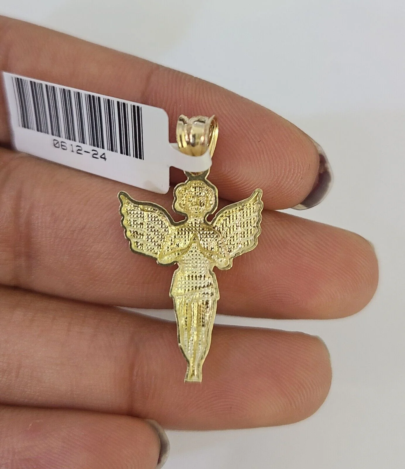10K Franco Chain Praying Angel Pendant Charm Necklace 16"-24" 2mm Gold SET - Image 7