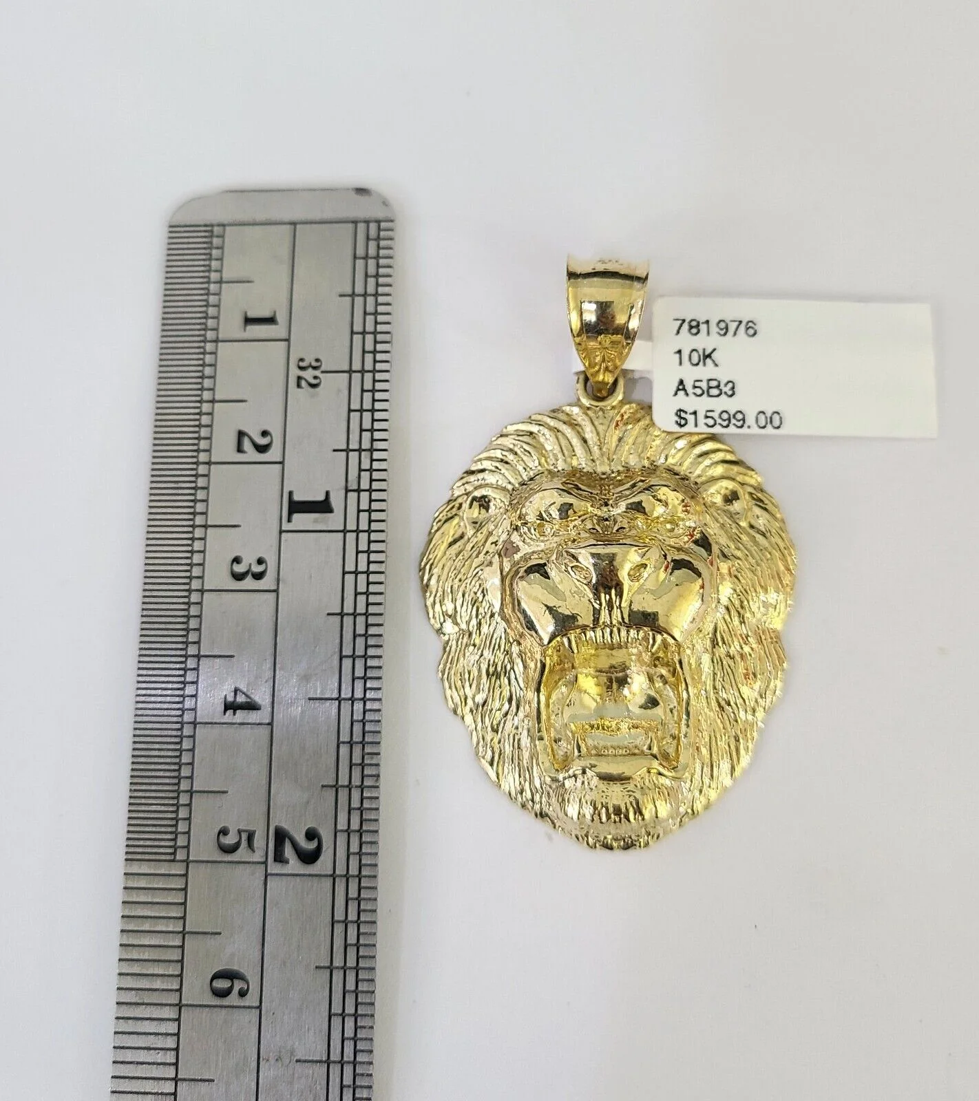 10K Franco Chain Roaring Lion Pendant Charm Necklace 20"-26" 3mm Gold Yellow SET - Image 2