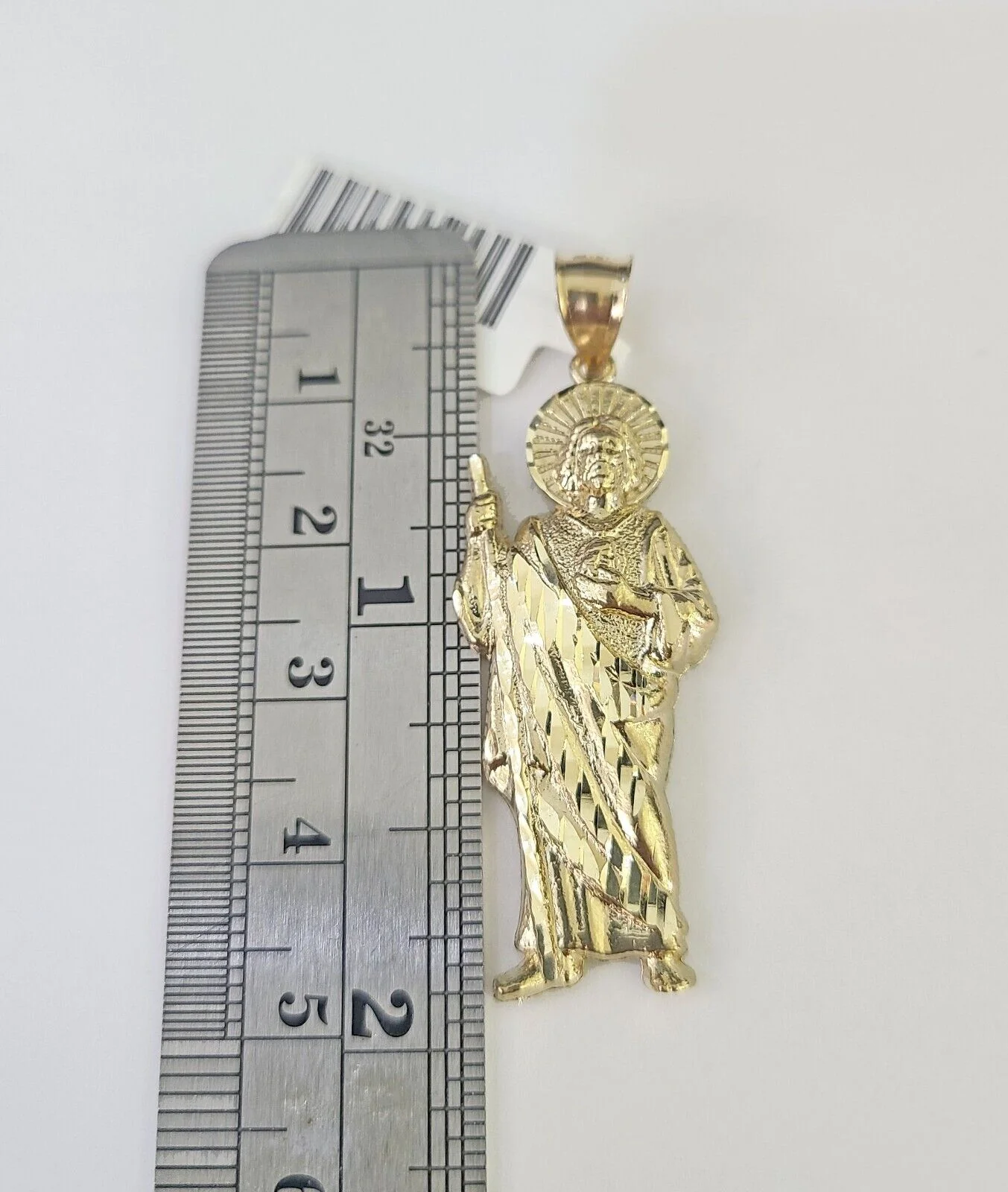 10K Franco Chain Saint Jude Pendant Charm Necklace 20"-26" 2.5mm Yellow Gold - Image 4