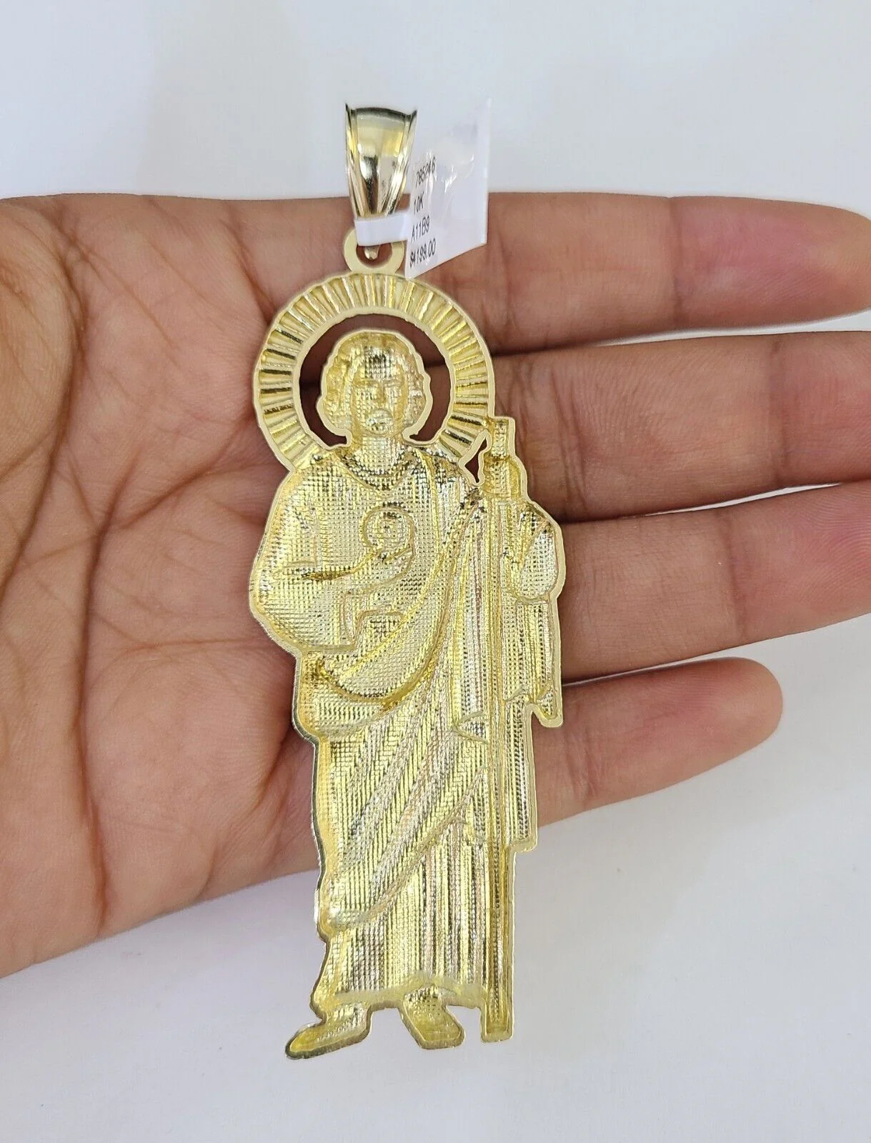 10K Franco Chain Saint Jude Pendant Charm Necklace 20"-26" 5mm Gold SET Yellow - Image 6