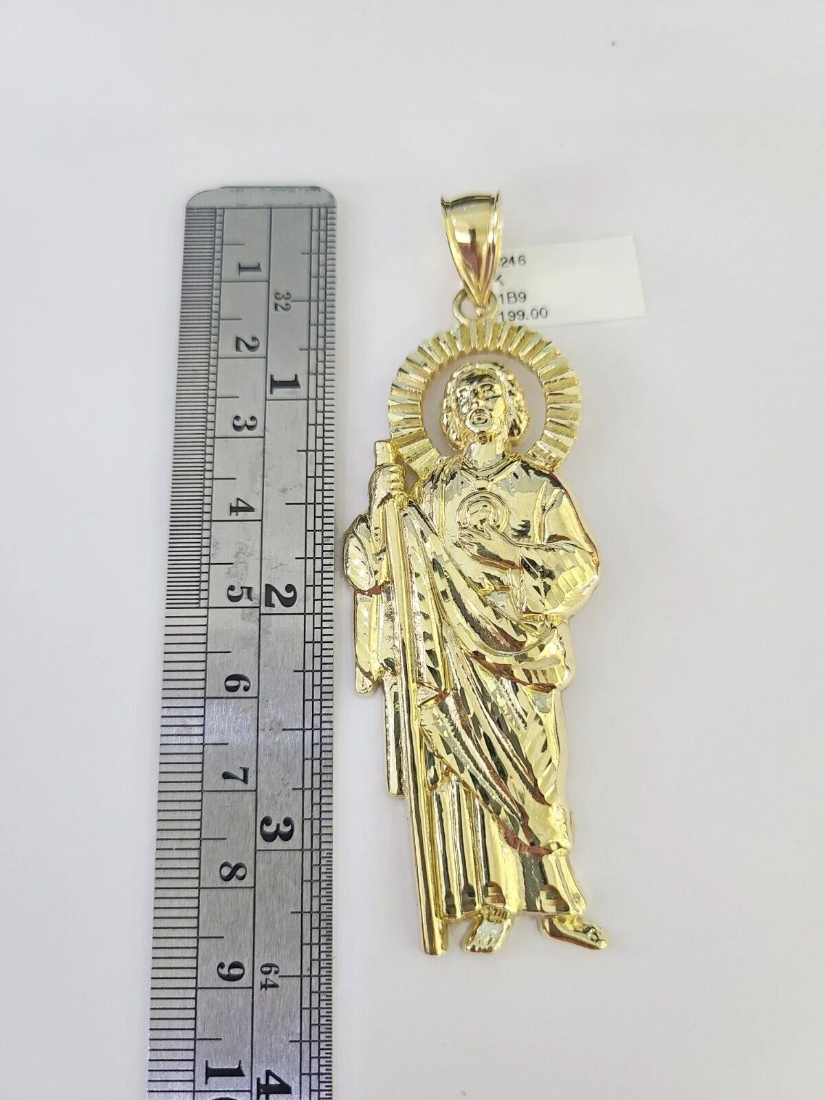 10K Franco Chain Saint Jude Pendant Charm Necklace 20"-28" 4mm Gold SET Yellow - Image 3