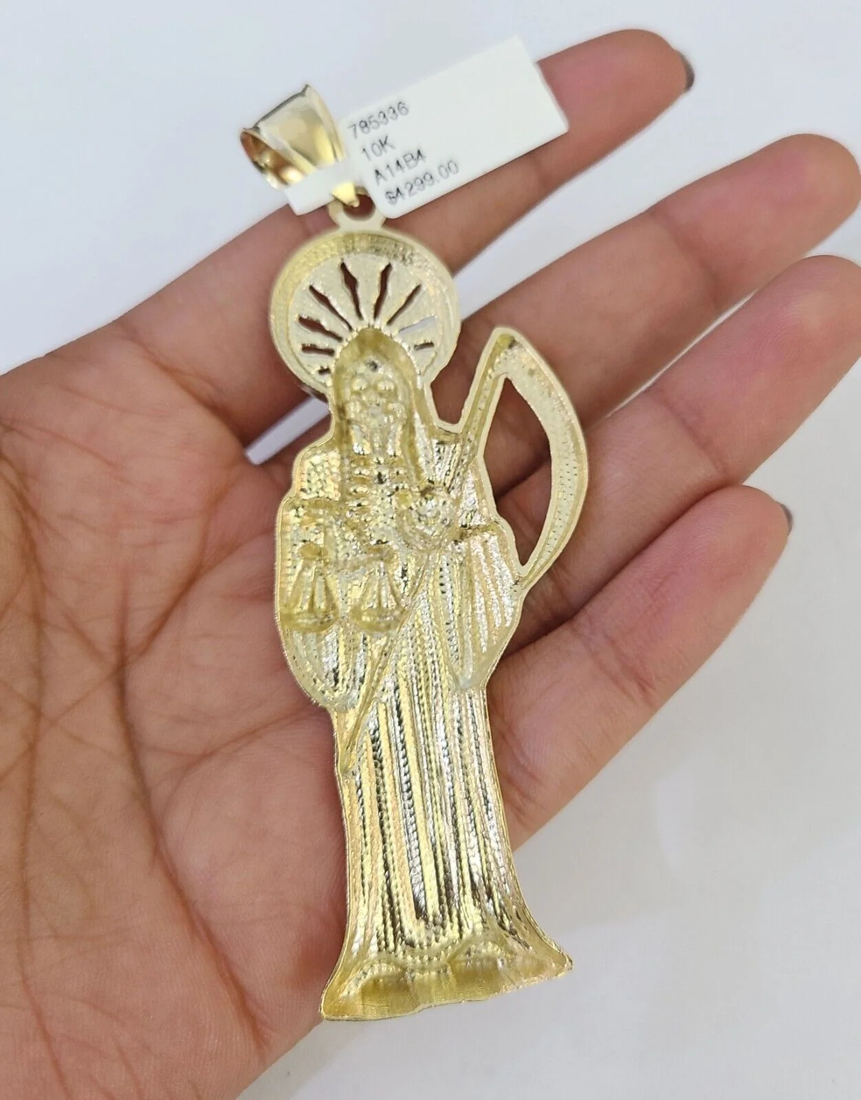 10K Franco Chain Saint Reaper Pendant Charm Necklace 20"-26" 5mm Gold SET Yellow - Image 7