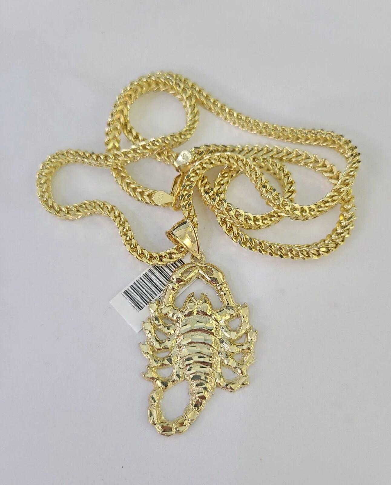 10K Franco Chain Scorpio Pendant Charm Necklace 20"-28" 4mm Gold SET Yellow - Image 5