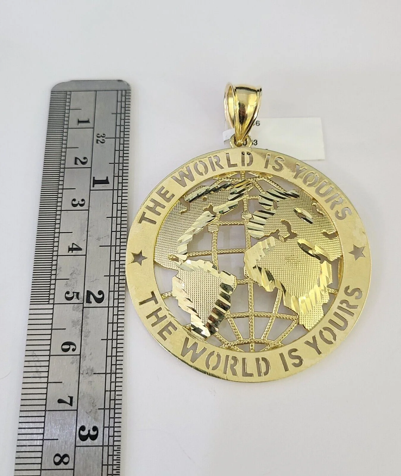 10K Franco Chain World is Yours Pendant Charm Necklace 20"-26" 5mm Gold SET - Image 2