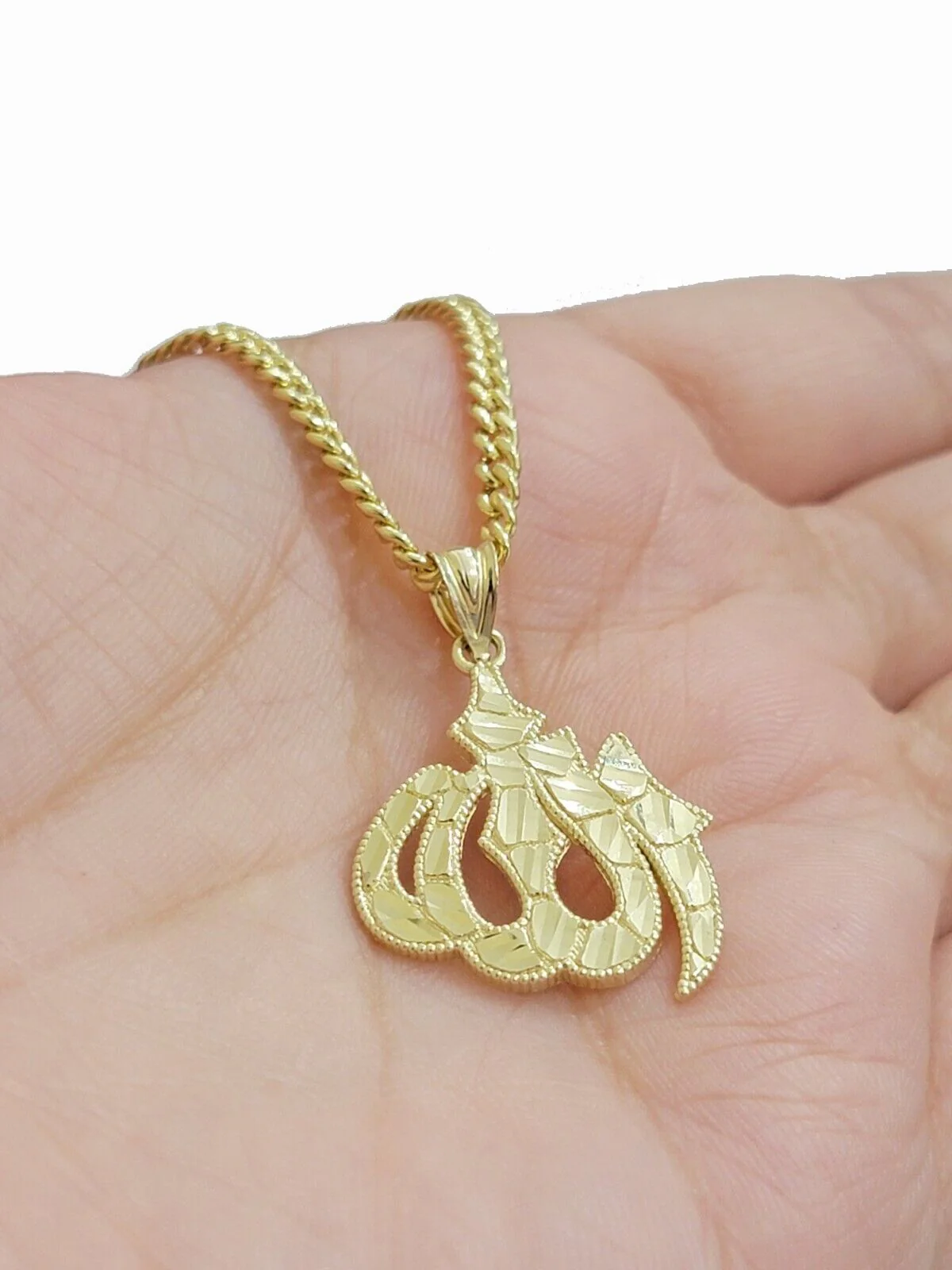 10k Gold Allah Charm Miami Cuban Chain 20" 3mm Necklace Pendant , REAL 10kt SET - Image 6