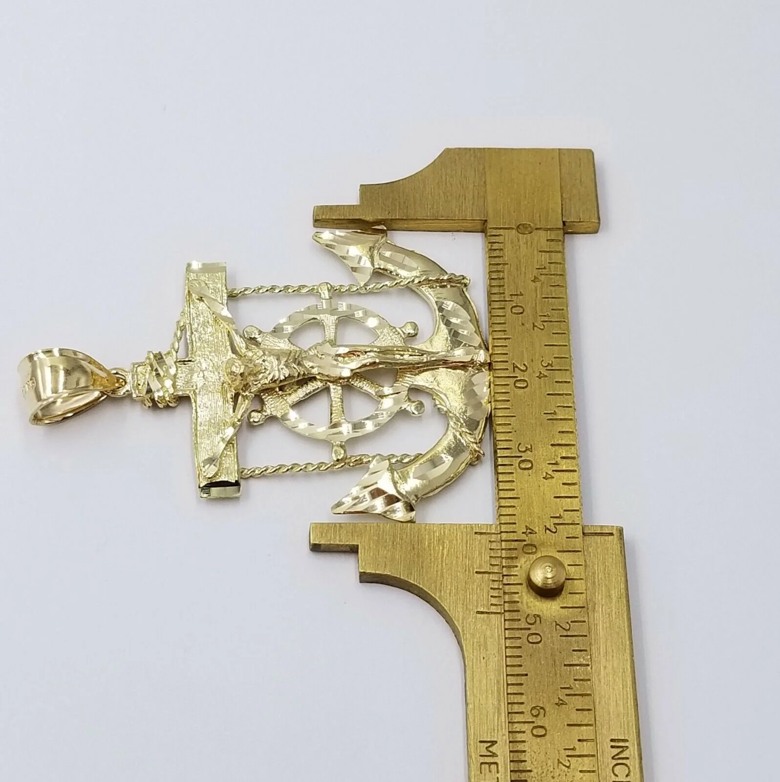 10k Gold Anchor charm pendant & Rope chain necklace 6mm 20"-30" Men's Real SET - Image 7