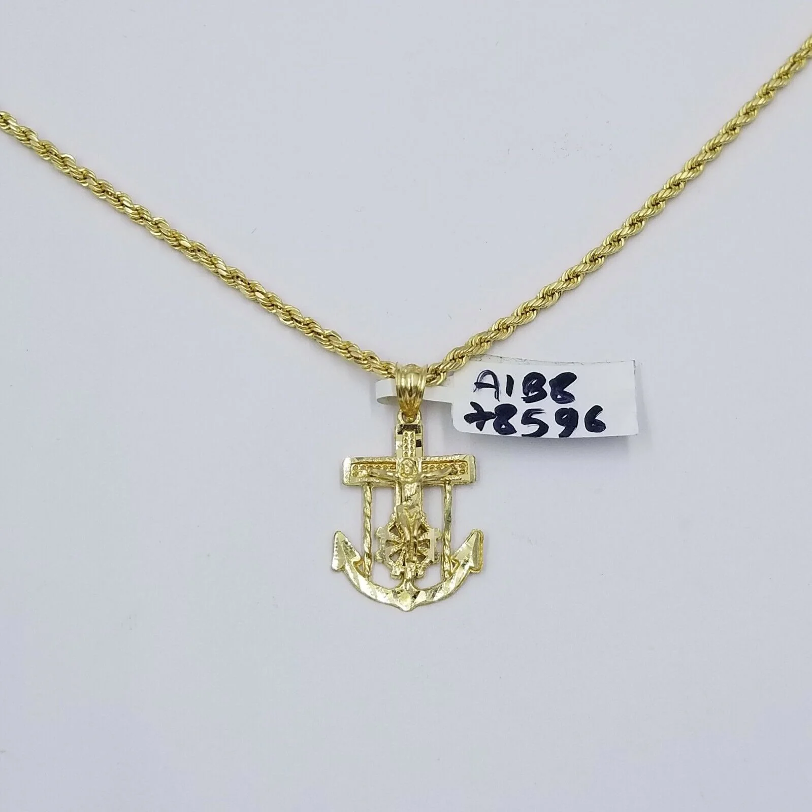 10k Gold Anchor Pendent Rope Chain 2.5mm 18" 20" 22" 24" 26" 10kt Necklace Charm - Image 11