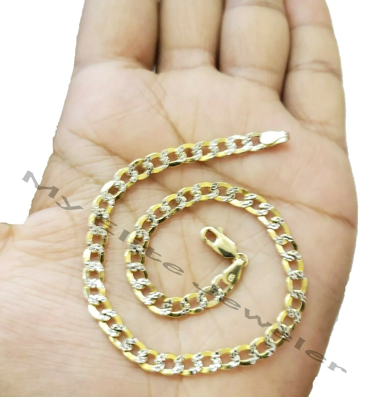 10k Gold Bracelet for Mens Ladies REAL Yellow Gold Cuban Link Diamond Cuts 8Inch - Image 2
