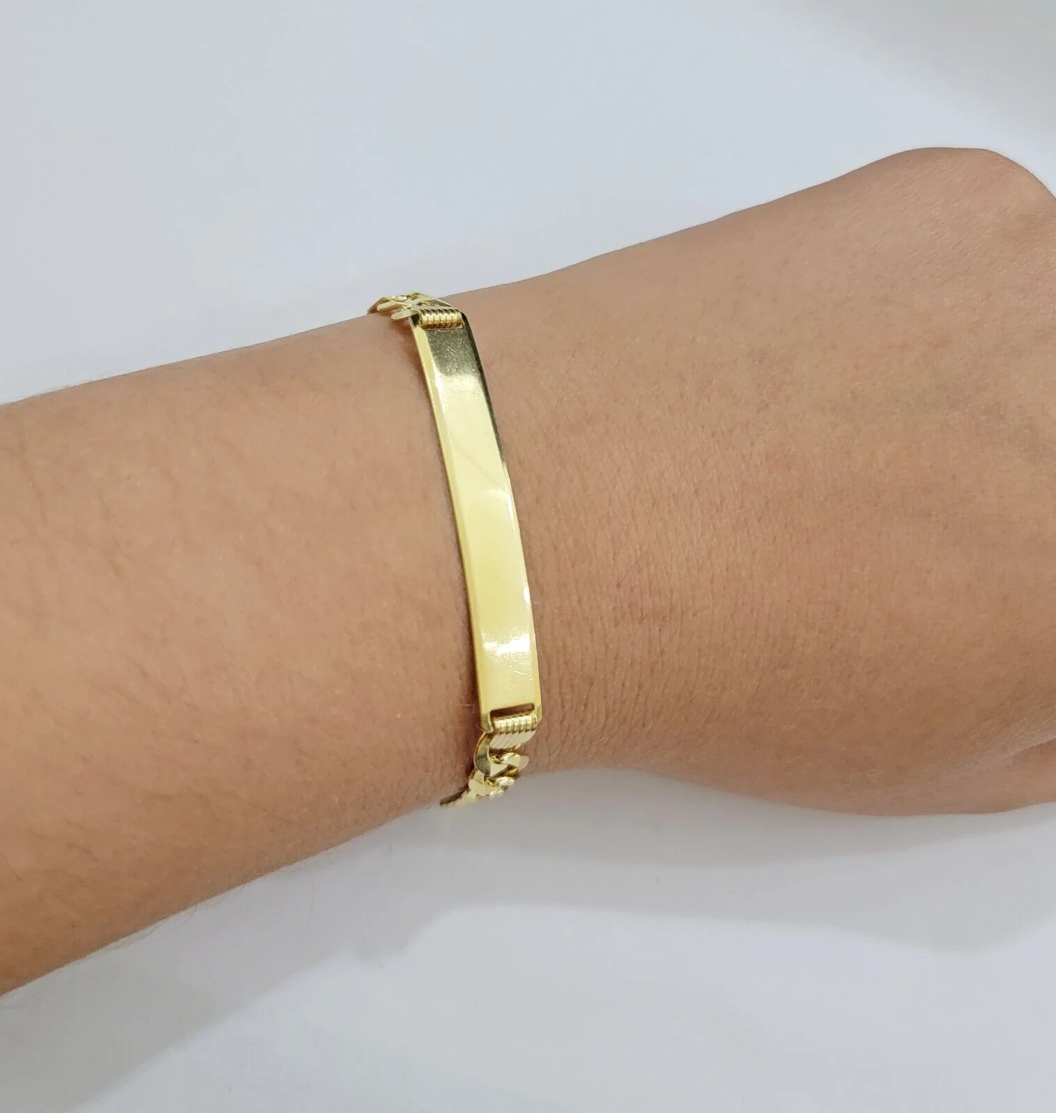10k Gold Bracelet ID Cuban Curb Link SOLID 10kt Yellow Gold 7mm 8 Inches REAL - Image 2