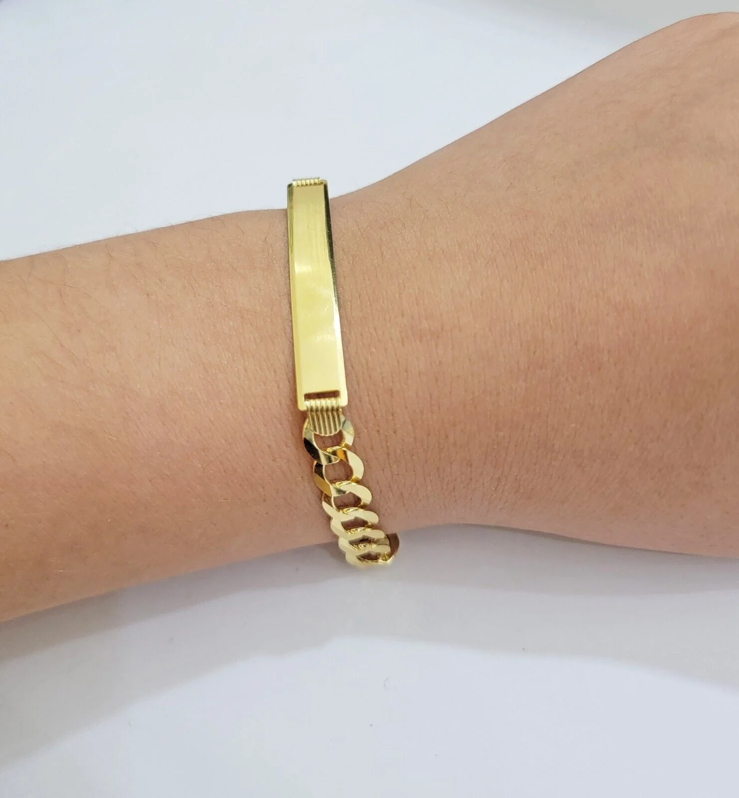 10k Gold Bracelet ID Cuban Curb Link SOLID 10kt Yellow Gold 7mm 8 Inches REAL - Image 5