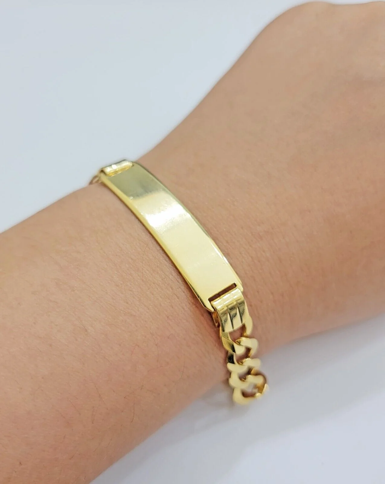 10k Gold Bracelet Id Name Plate Solid Yellow Gold 8Inch 8mm Cuban Curb Link REAL - Image 4